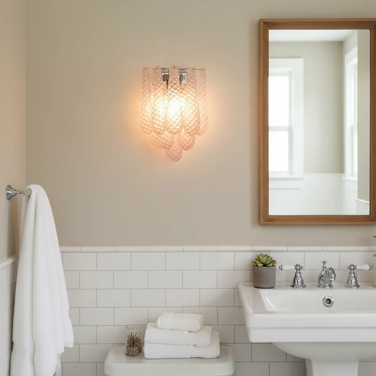 Murano Petals Glass Pink Wall Light - Image 8