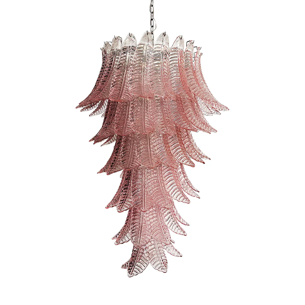 Murano Pink Felch Spiral Chandelier - Image 23