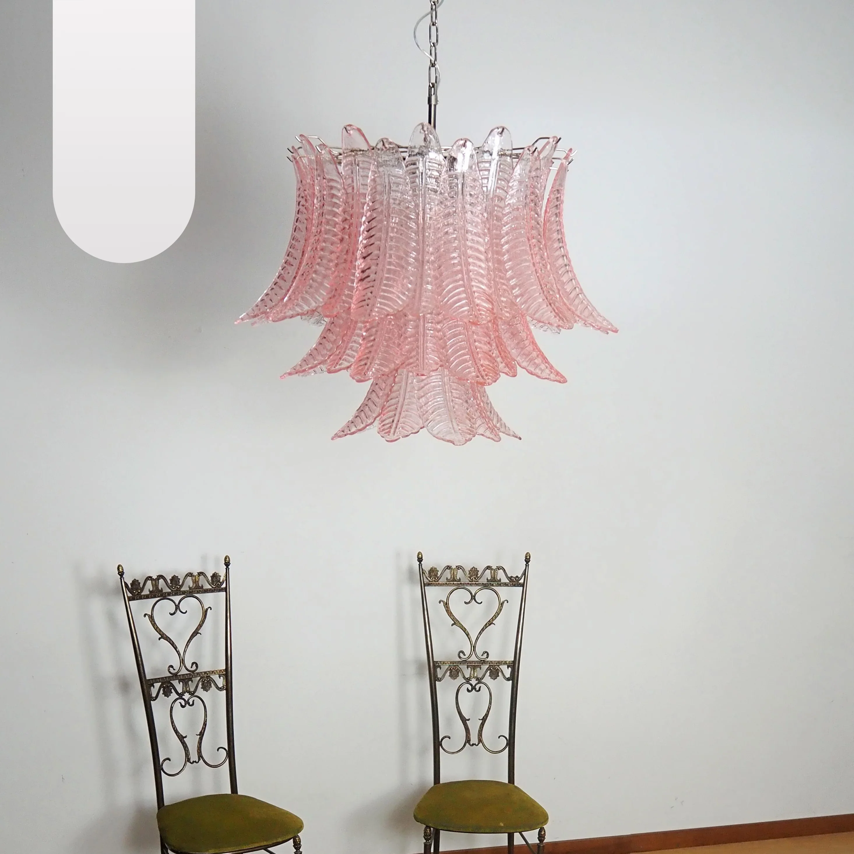 Murano Pink Ferns Glass Chandelier - Image 14