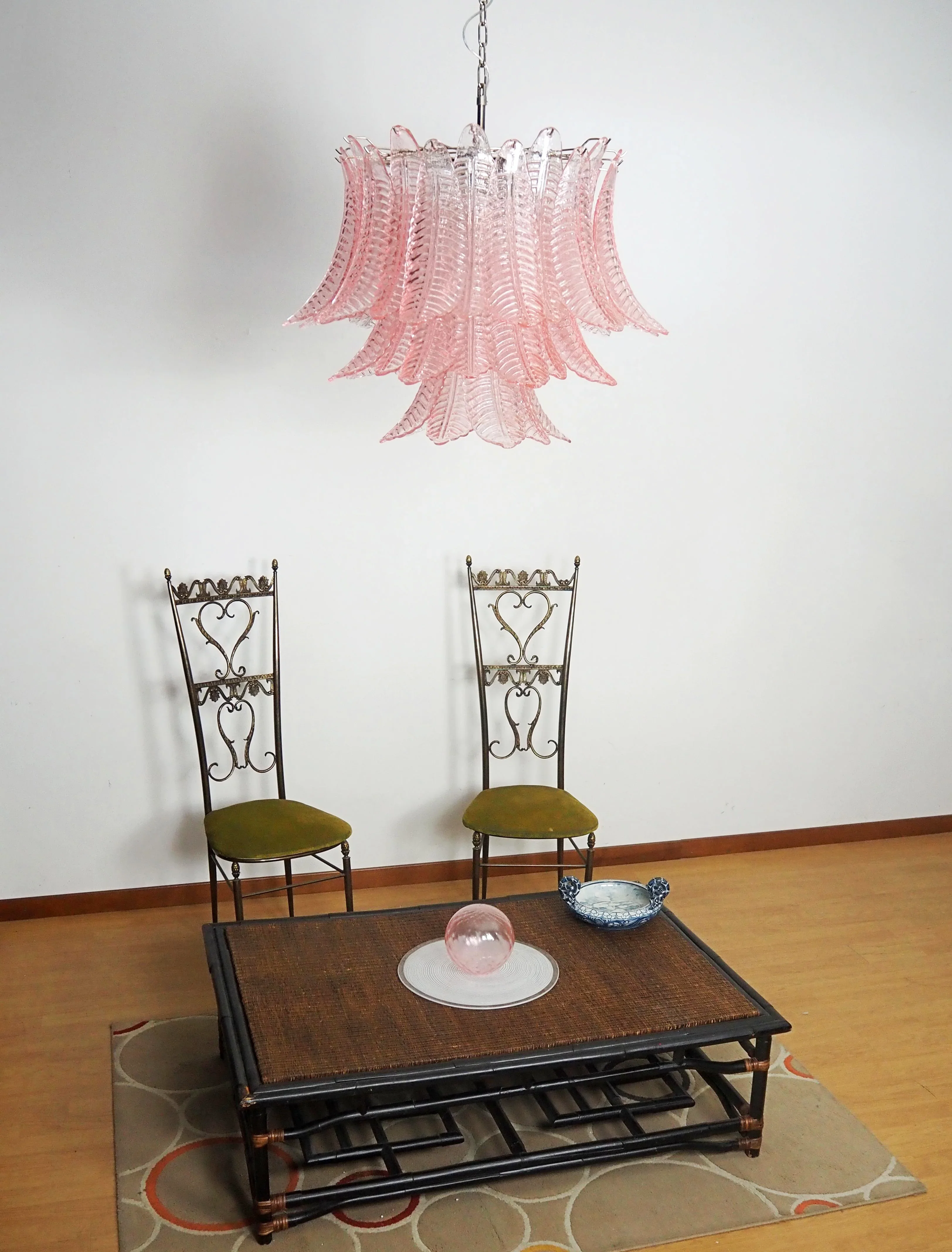 Murano Pink Ferns Glass Chandelier - Image 4