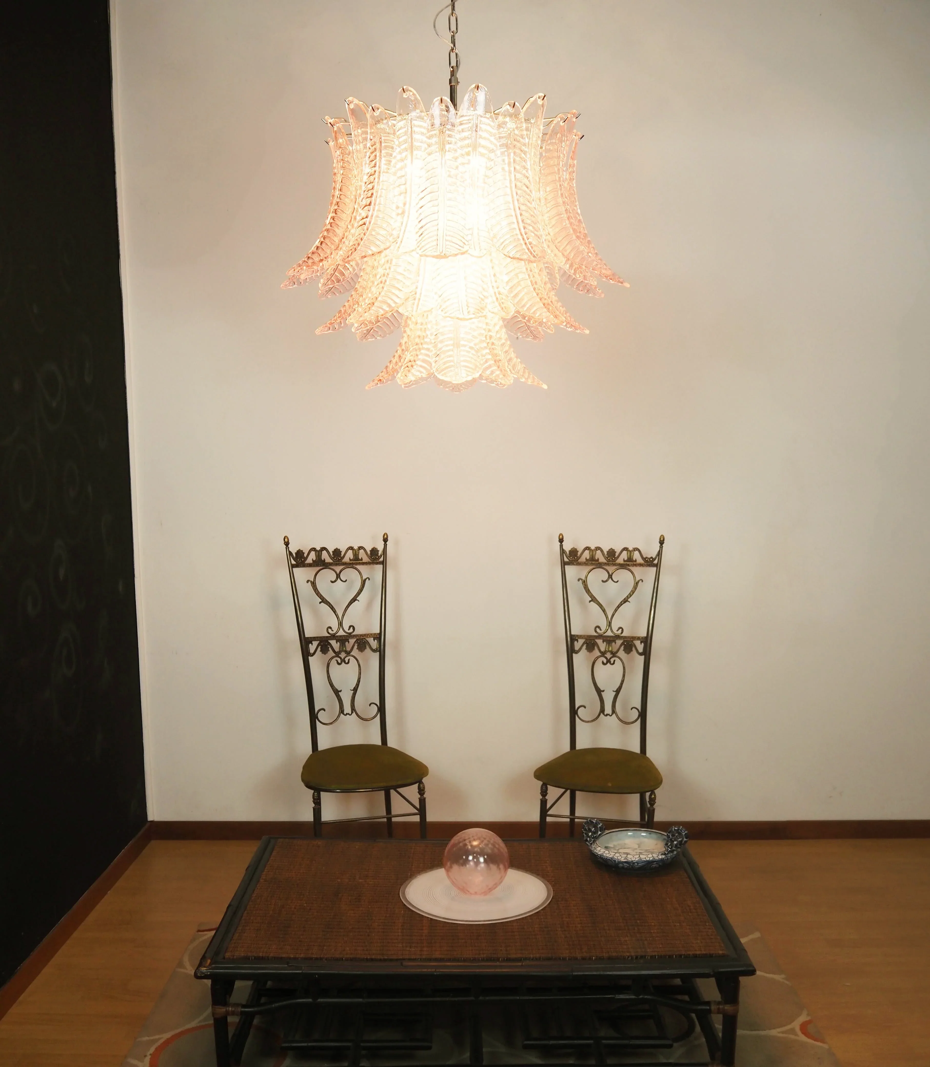 Murano Pink Ferns Glass Chandelier - Image 7