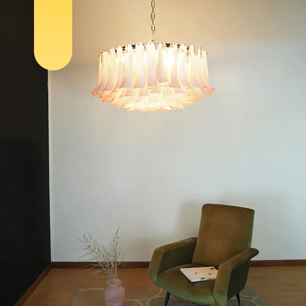 Murano Pink Glass Petal Chandelier - Image 15