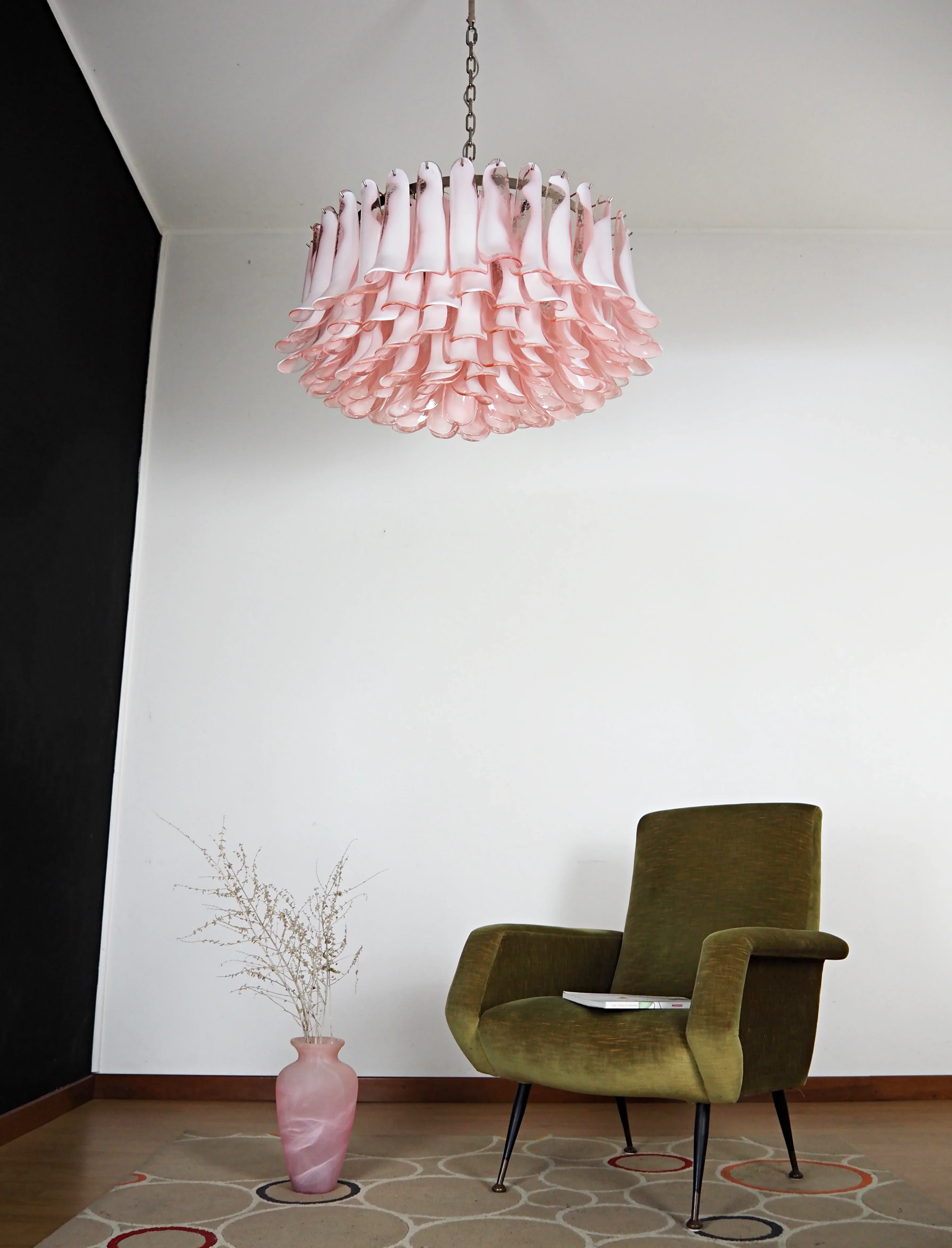 Murano Pink Glass Petal Chandelier - Image 6