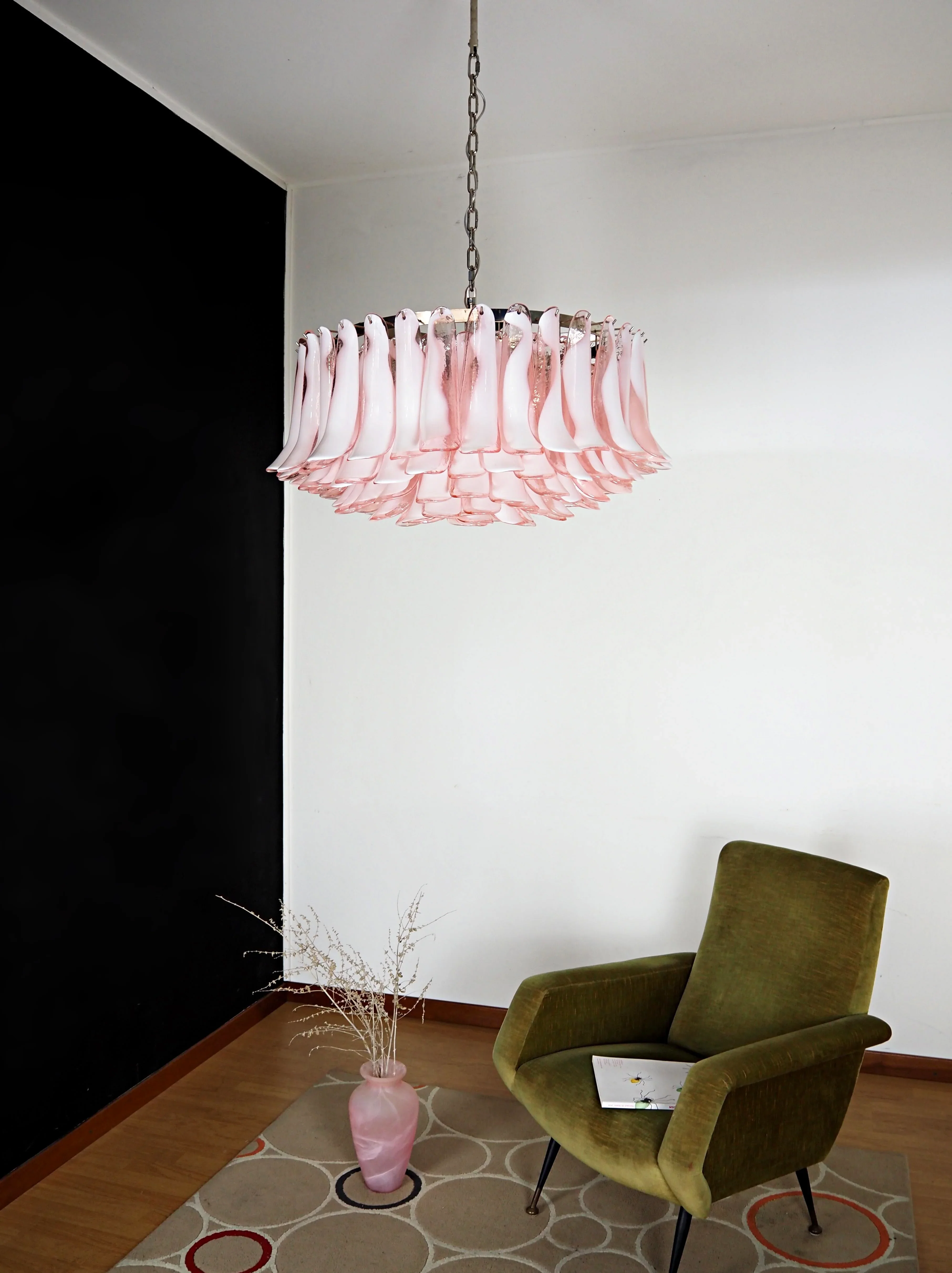 Murano Pink Glass Petal Chandelier - Image 7