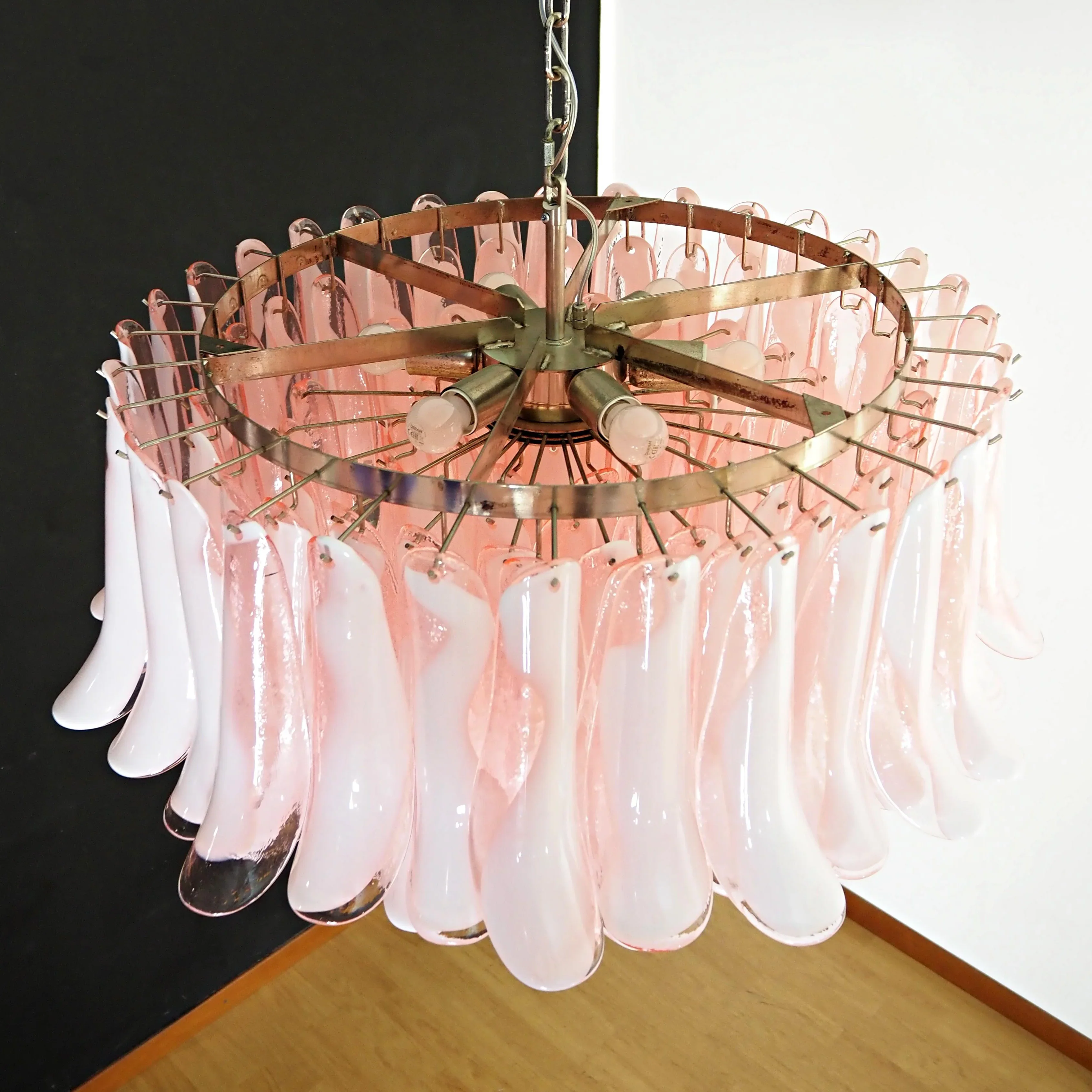 Murano Pink Glass Petal Chandelier - Image 8