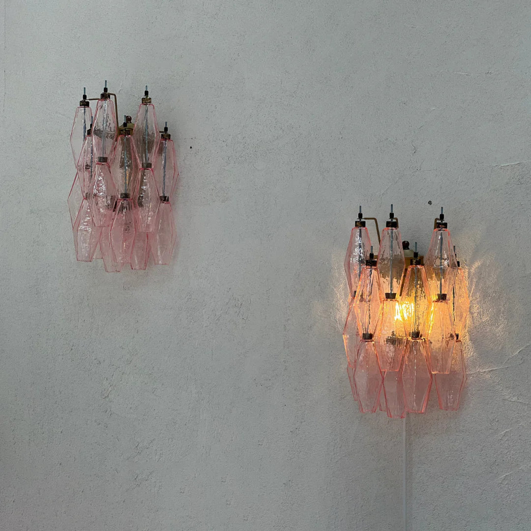 Murano Poliedri Pink Glass Wall Sconces - Image 10
