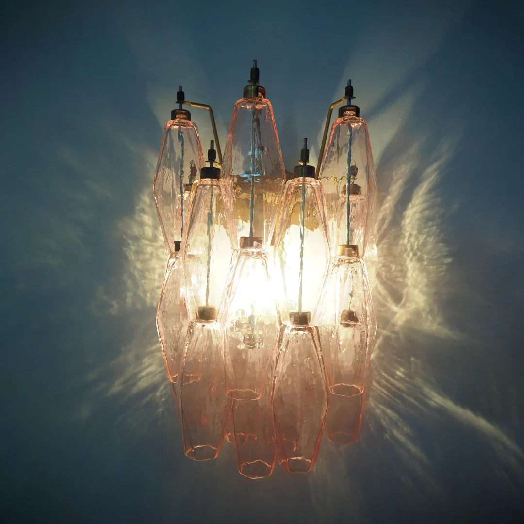 Murano Poliedri Pink Glass Wall Sconces - Image 12