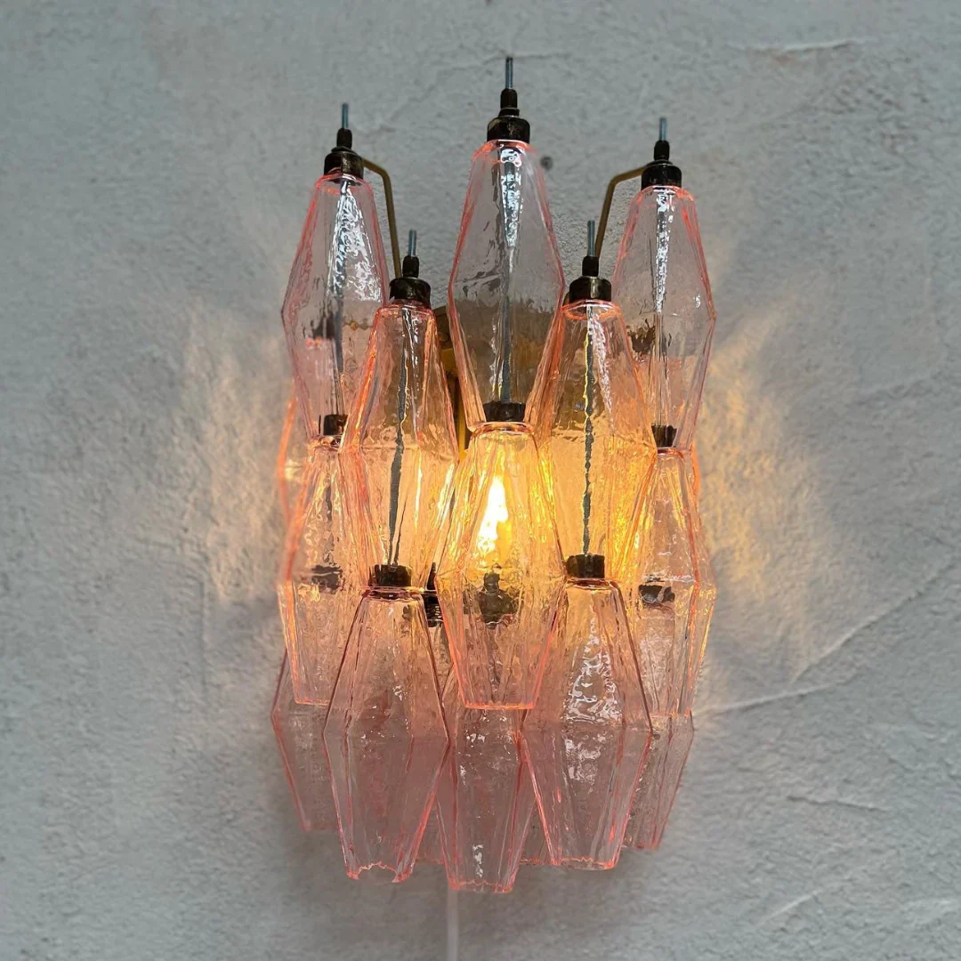 Murano Poliedri Pink Glass Wall Sconces - Image 17