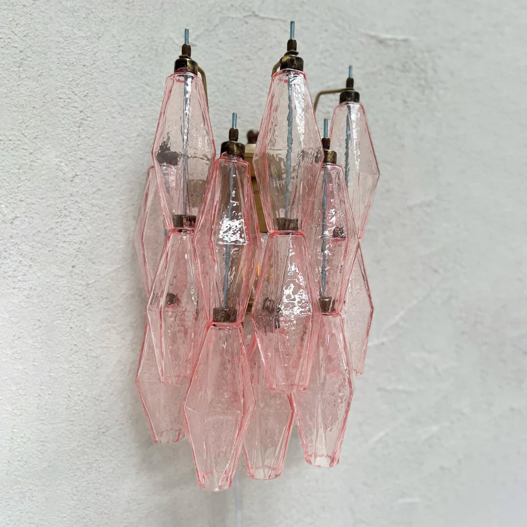 Murano Poliedri Pink Glass Wall Sconces - Image 18