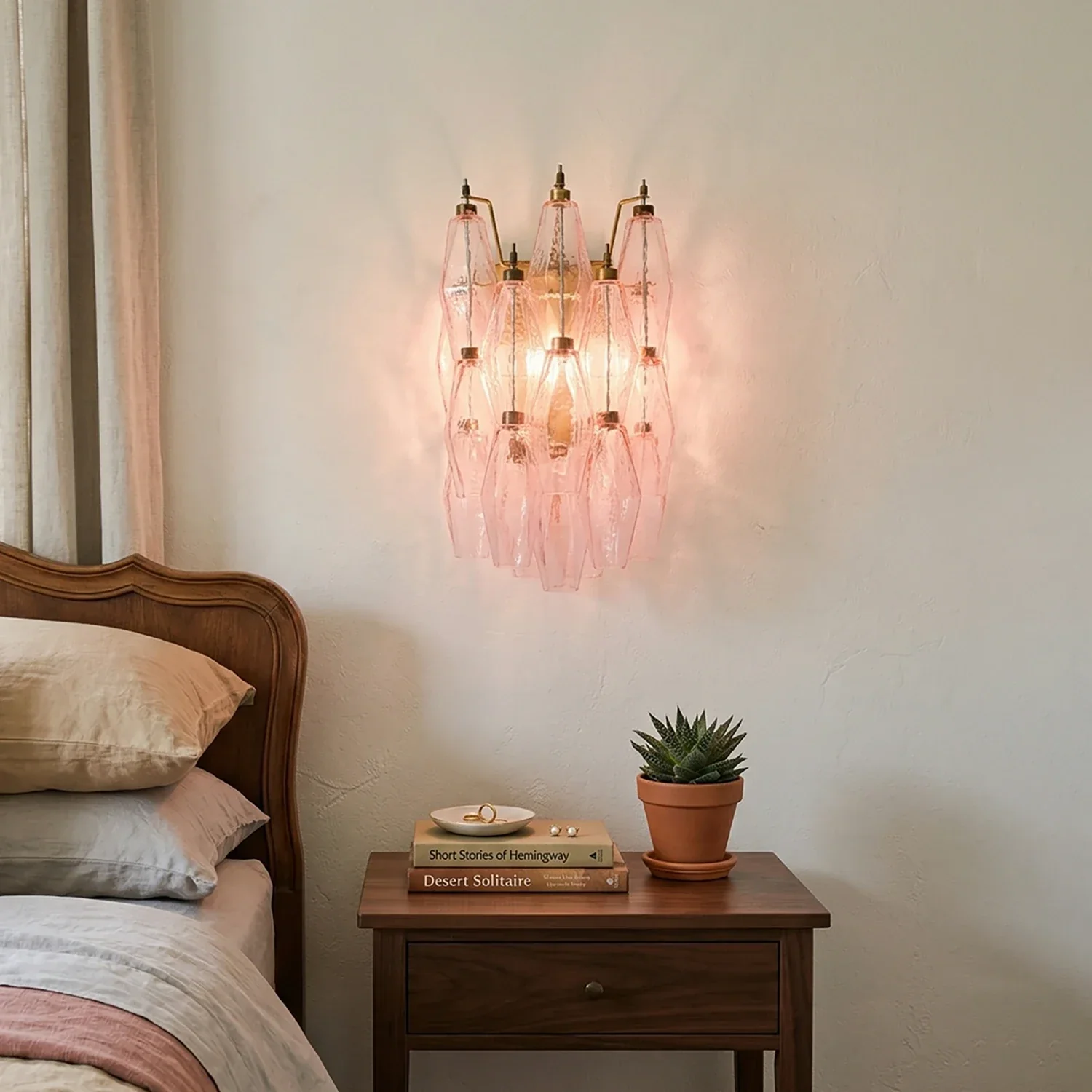 Murano Poliedri Pink Glass Wall Sconces - Image 2