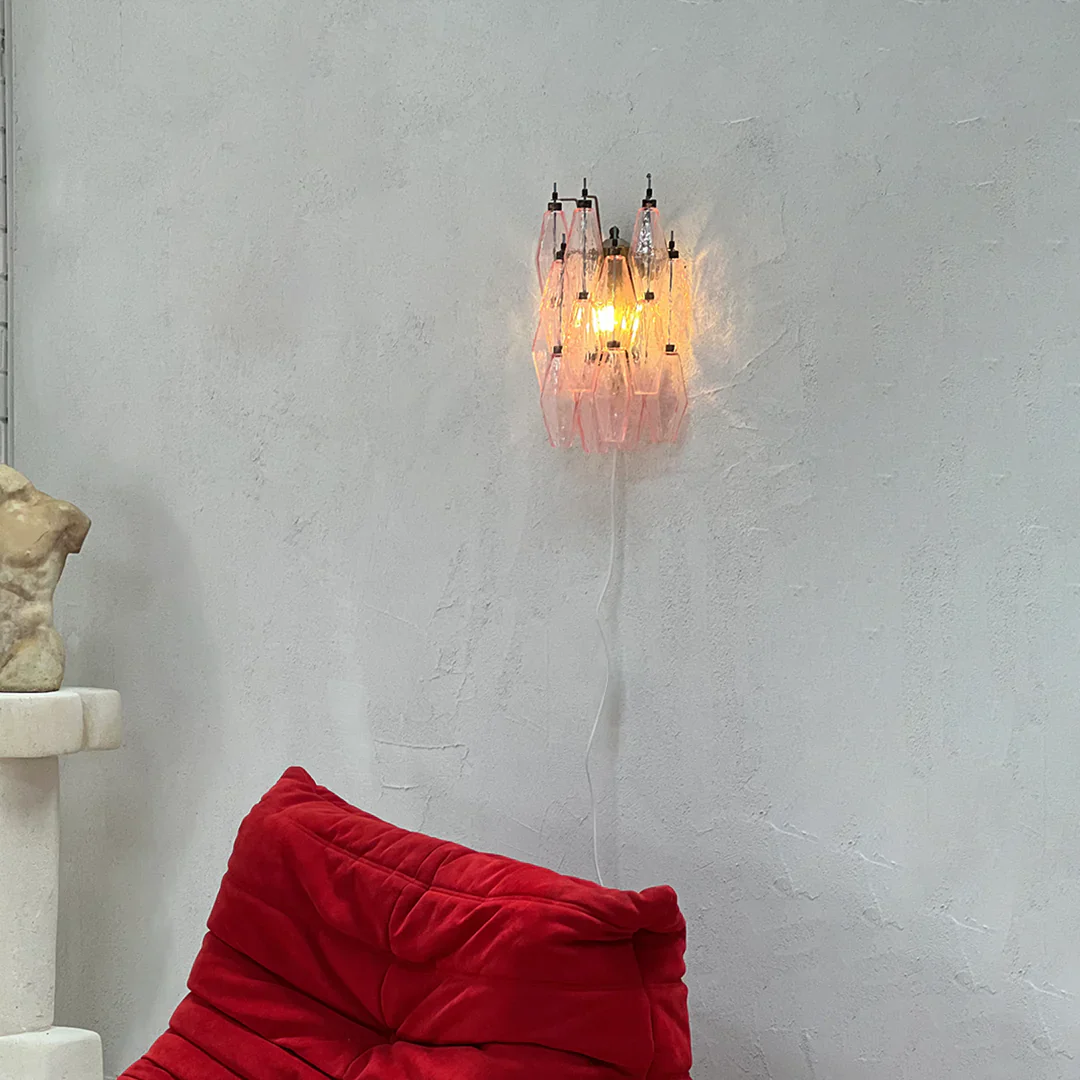 Murano Poliedri Pink Glass Wall Sconces - Image 4