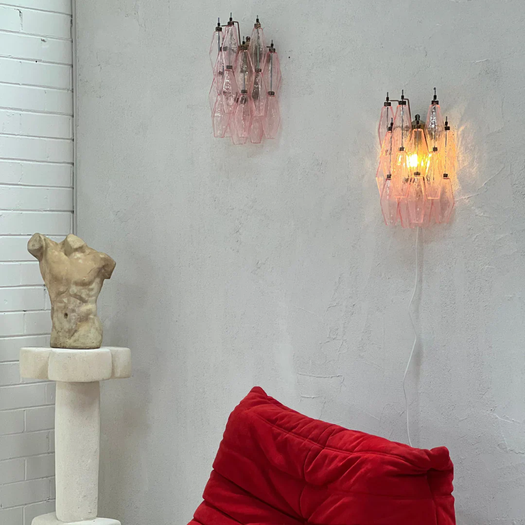 Murano Poliedri Pink Glass Wall Sconces - Image 6