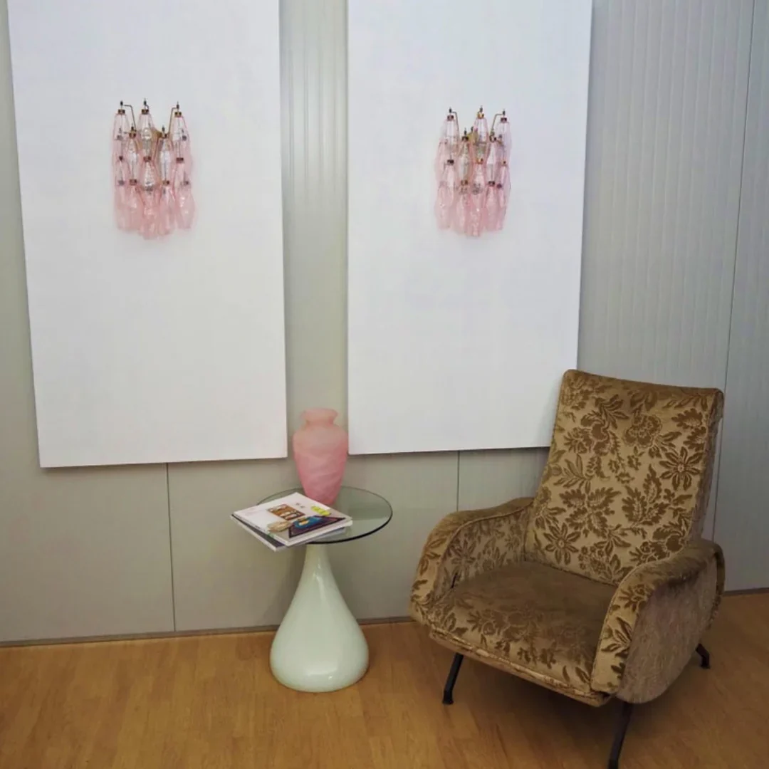 Murano Poliedri Pink Glass Wall Sconces - Image 7