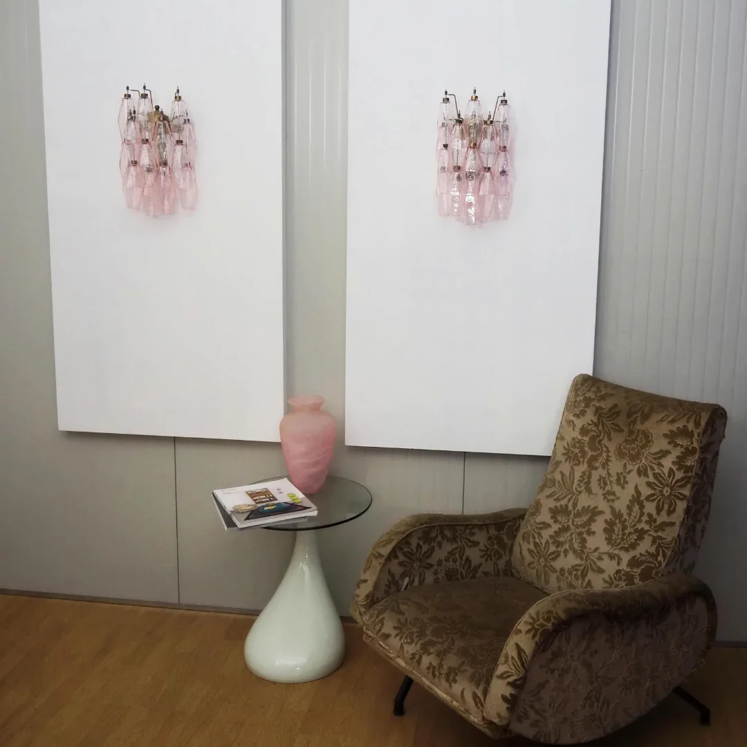 Murano Poliedri Pink Glass Wall Sconces - Image 8