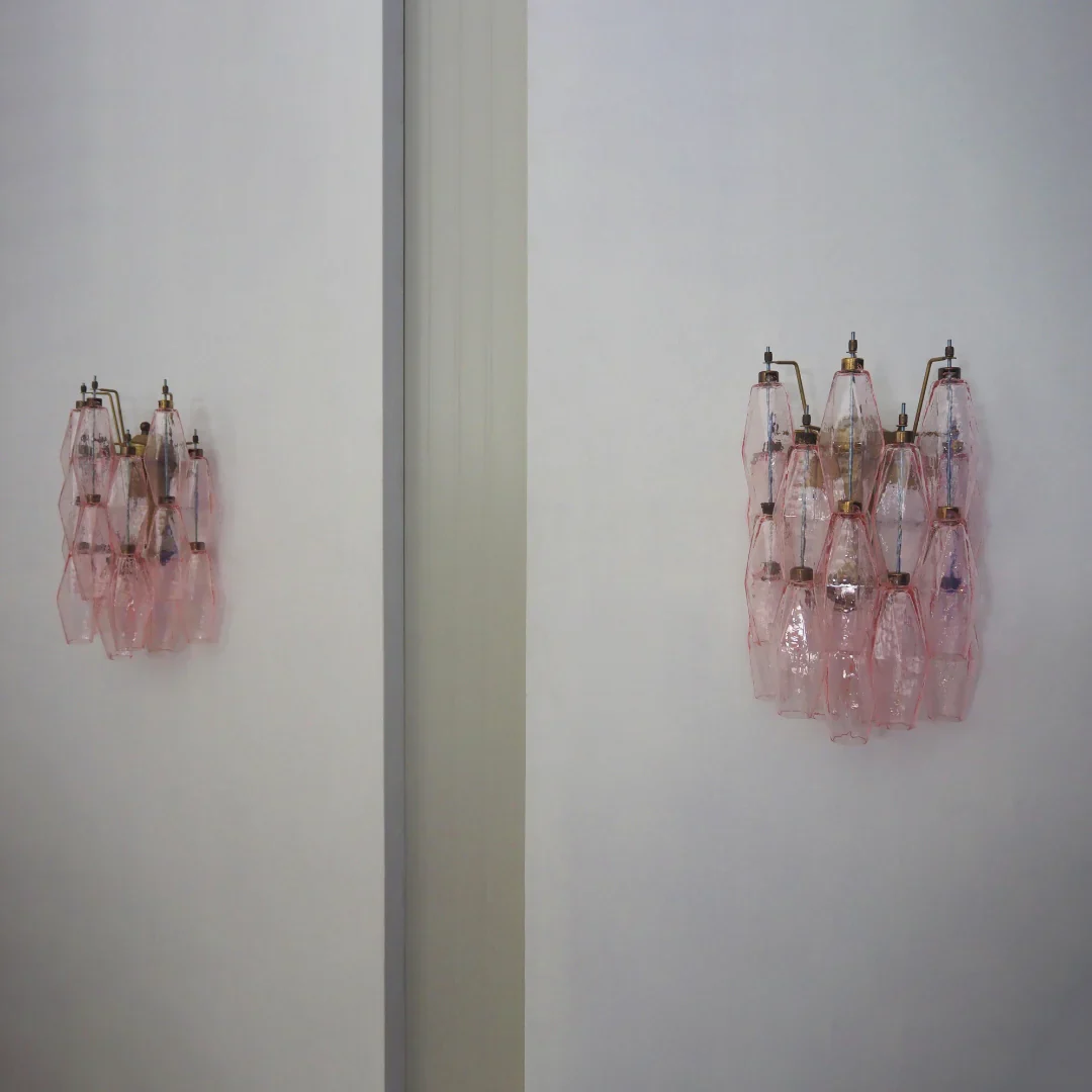 Murano Poliedri Pink Glass Wall Sconces - Image 9