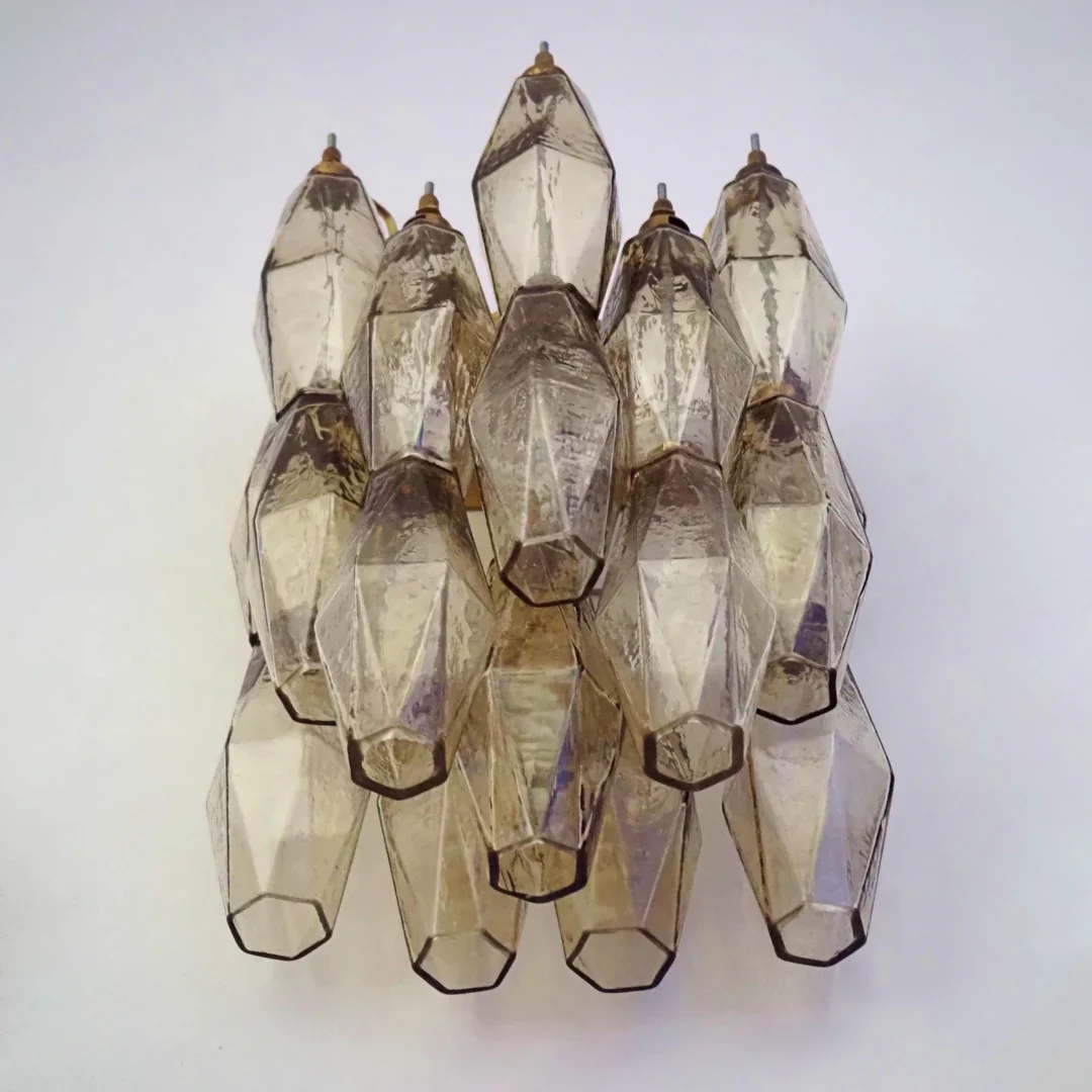 Polyhedral Smoked Hand-blown Glass Wall Lamp - Image 13