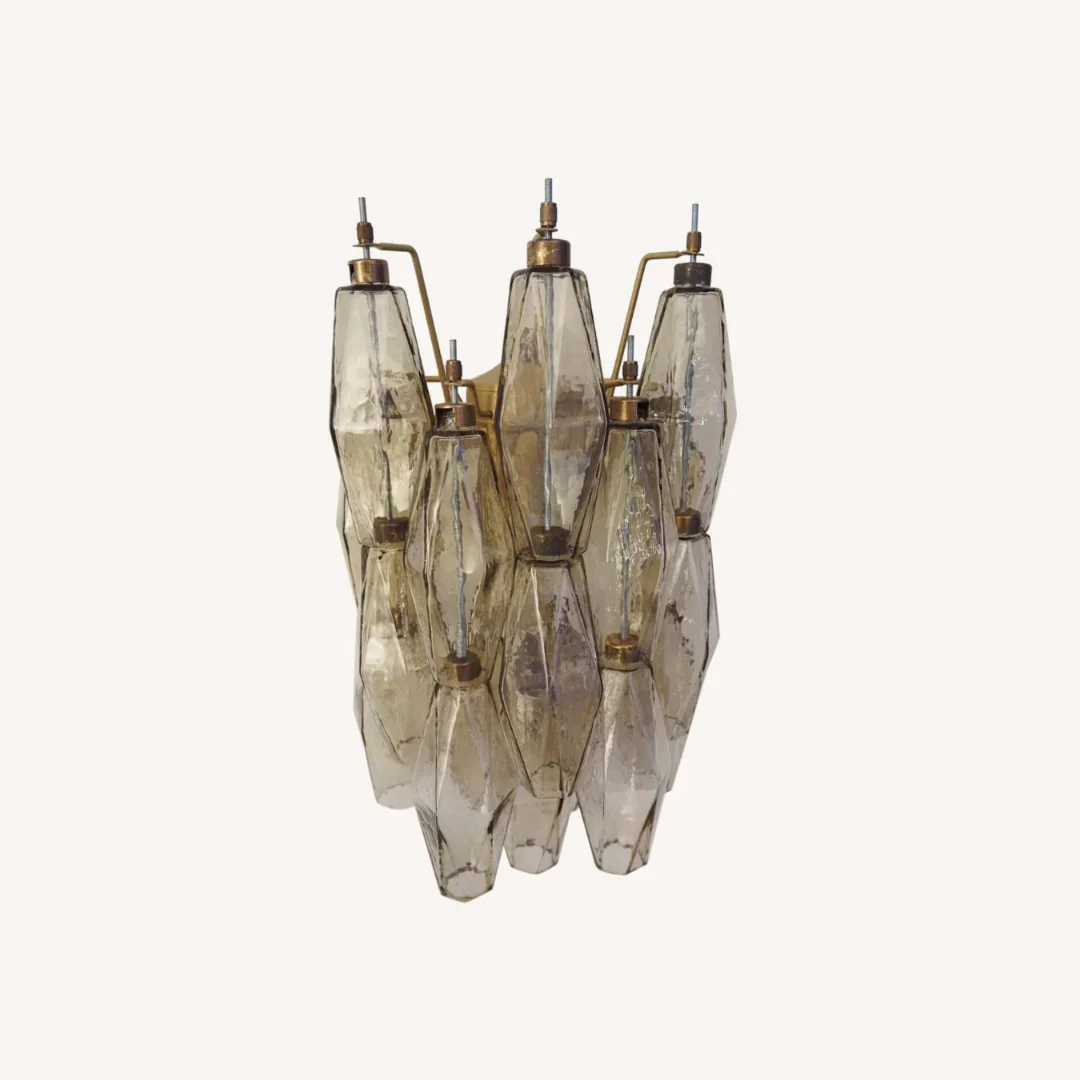 Polyhedral Smoked Hand-blown Glass Wall Lamp - Image 19