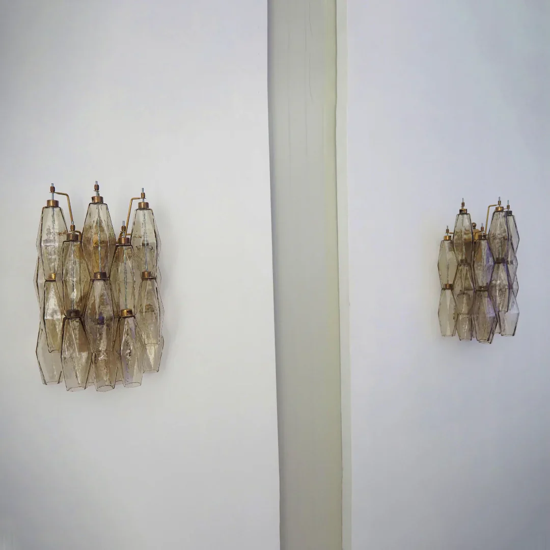 Polyhedral Smoked Hand-blown Glass Wall Lamp - Image 9
