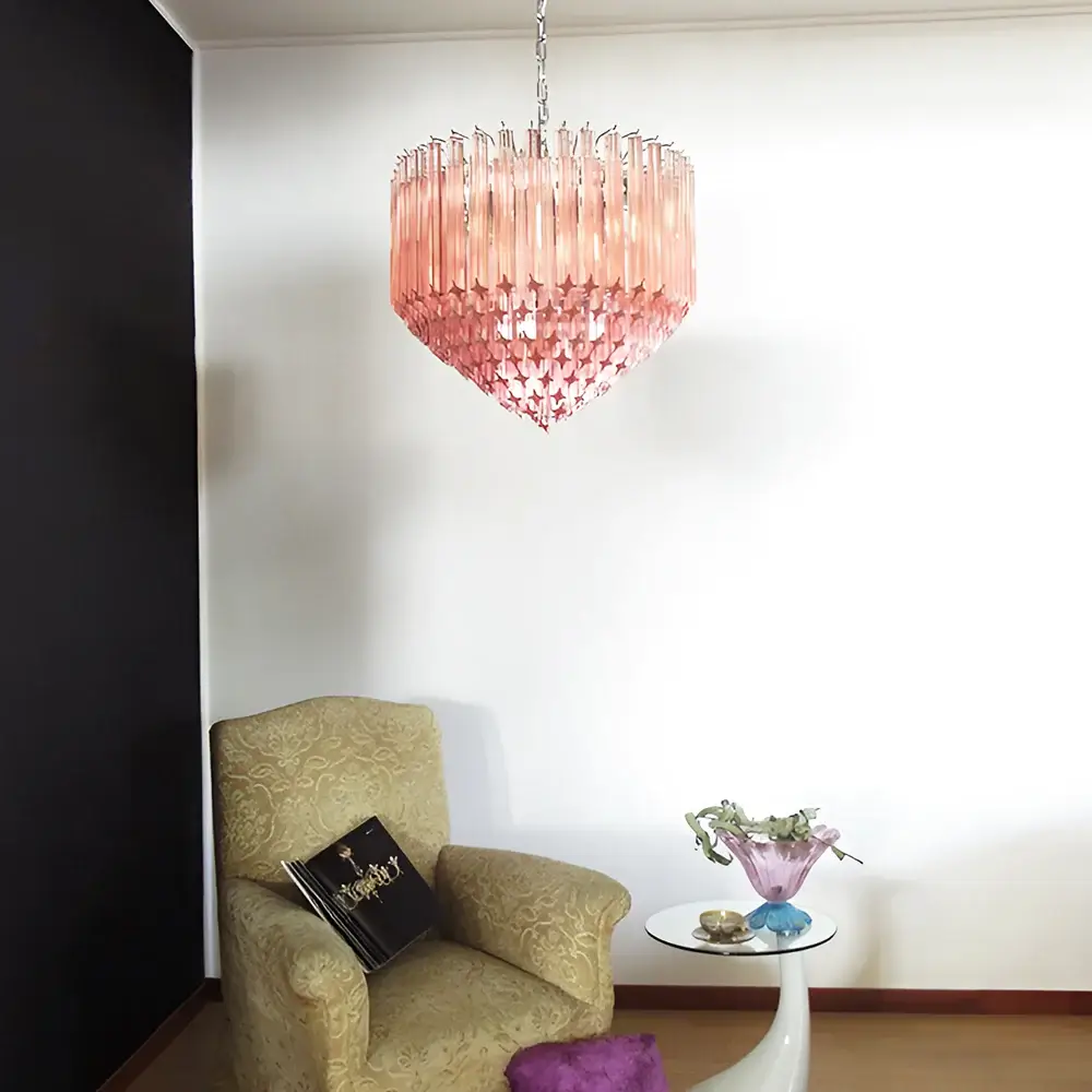 Murano Quadriedri Prisms Pink Chandelier - Image 2