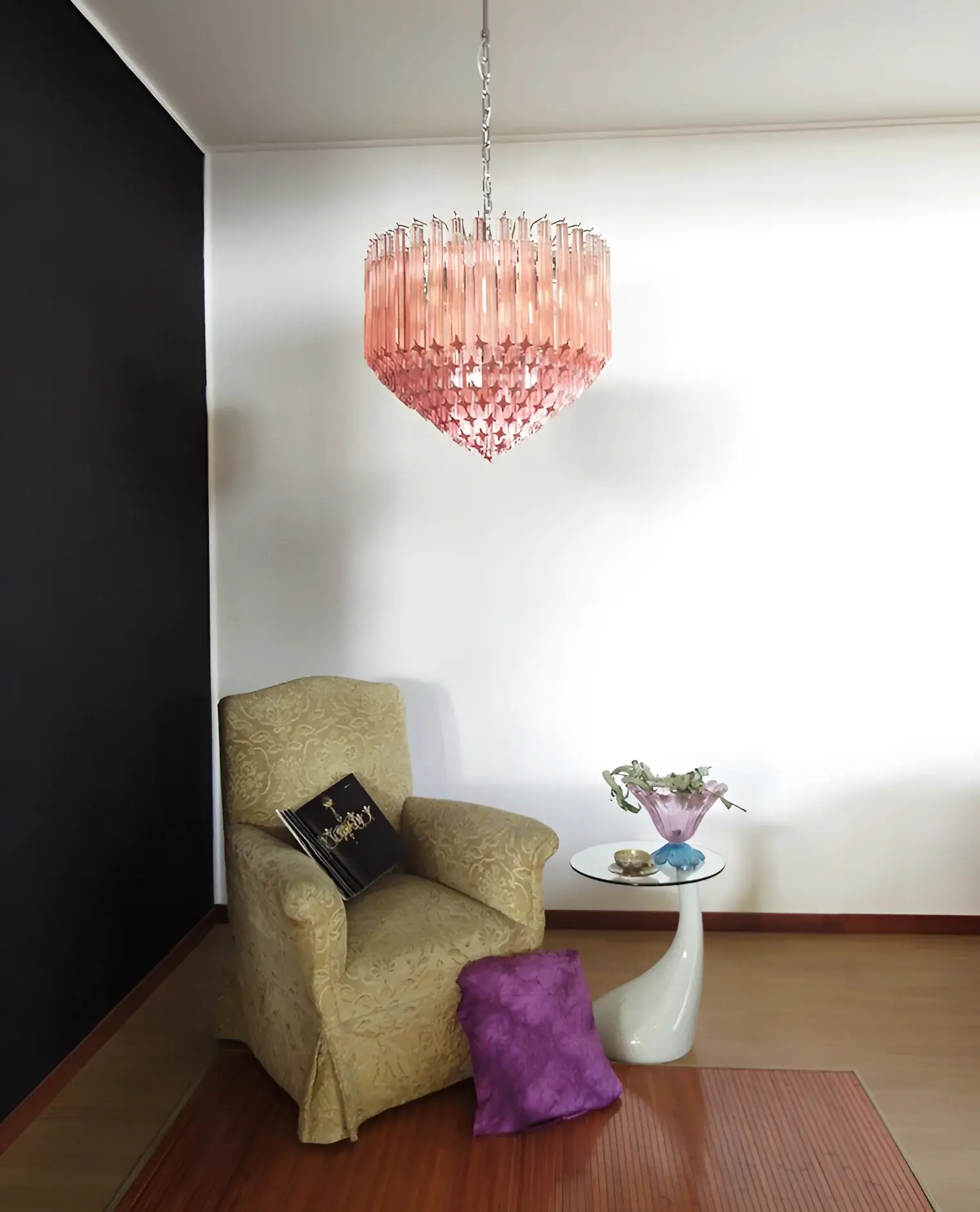Murano Quadriedri Prisms Pink Chandelier - Image 4