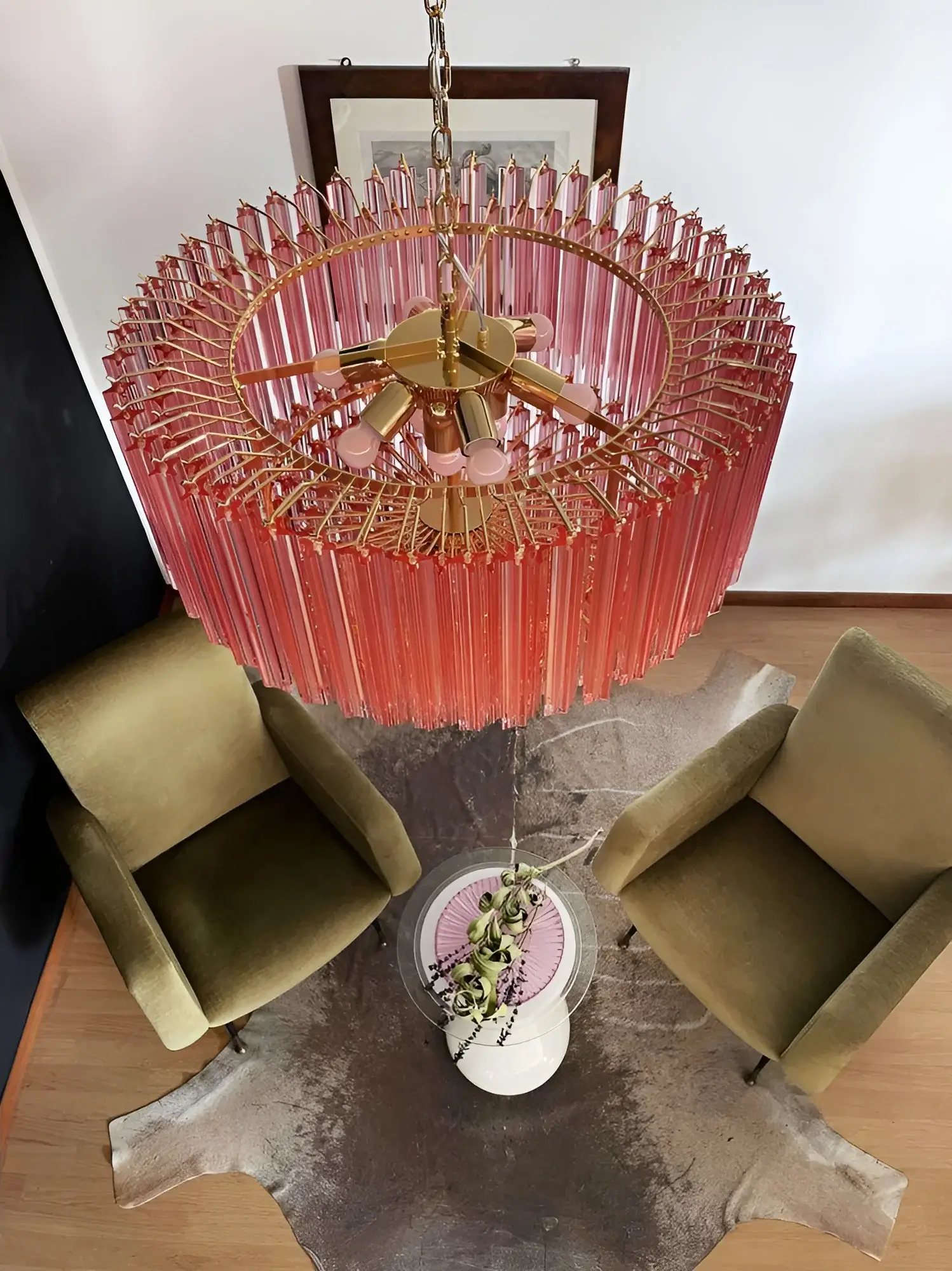 Murano Quadriedri Prisms Pink Chandelier - Image 5