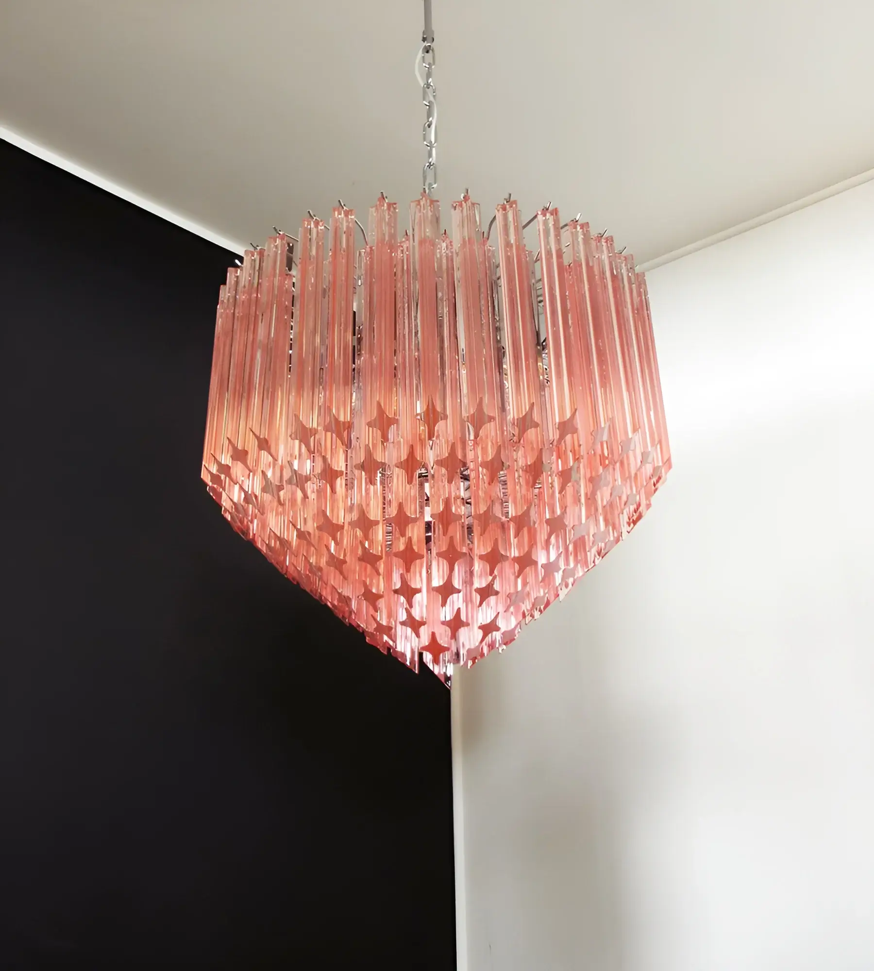 Murano Quadriedri Prisms Pink Chandelier - Image 9