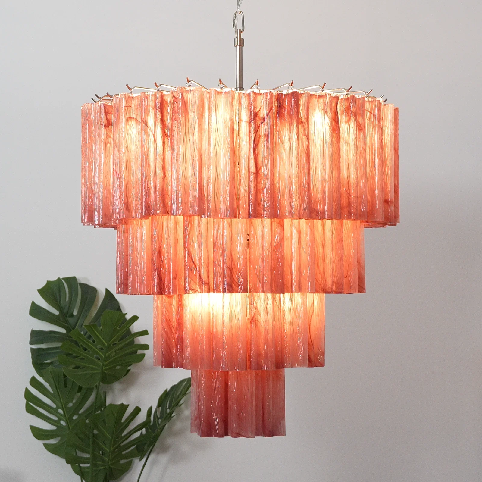 Murano Red Glass Tubes Chandelier - Image 7