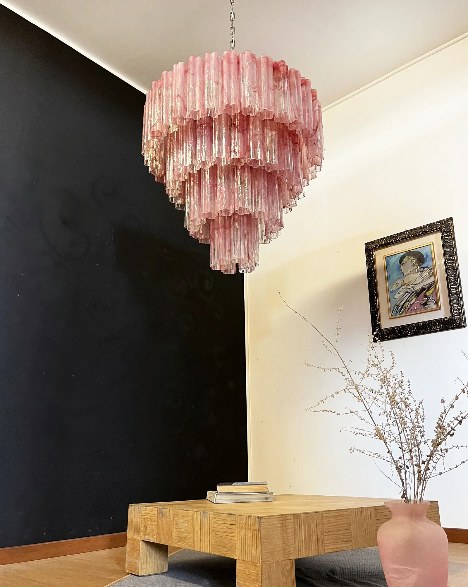 Murano Red Glass Tubes Chandelier - Image 9