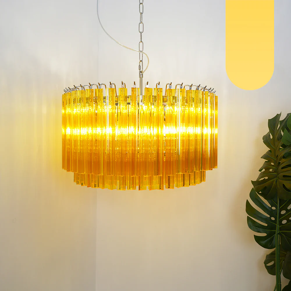 Murano Round Prisms Amber Chandelier - Image 16