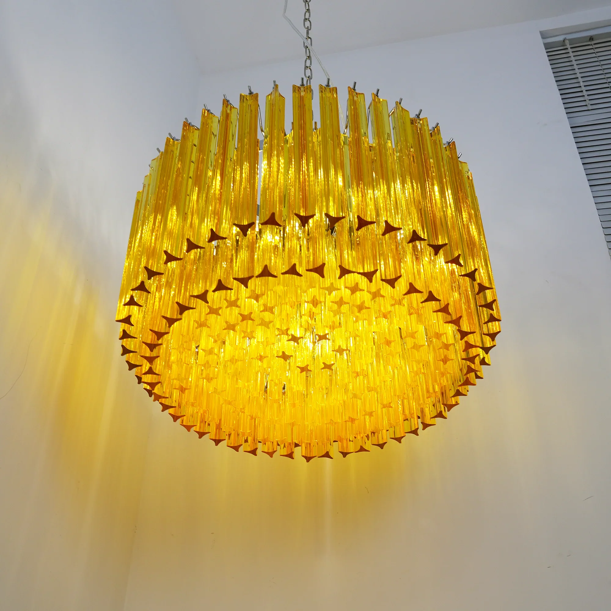 Murano Round Prisms Amber Chandelier - Image 3