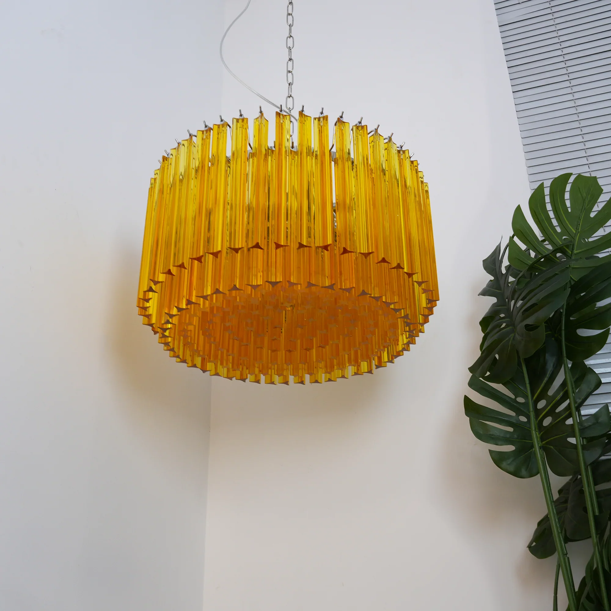 Murano Round Prisms Amber Chandelier - Image 4