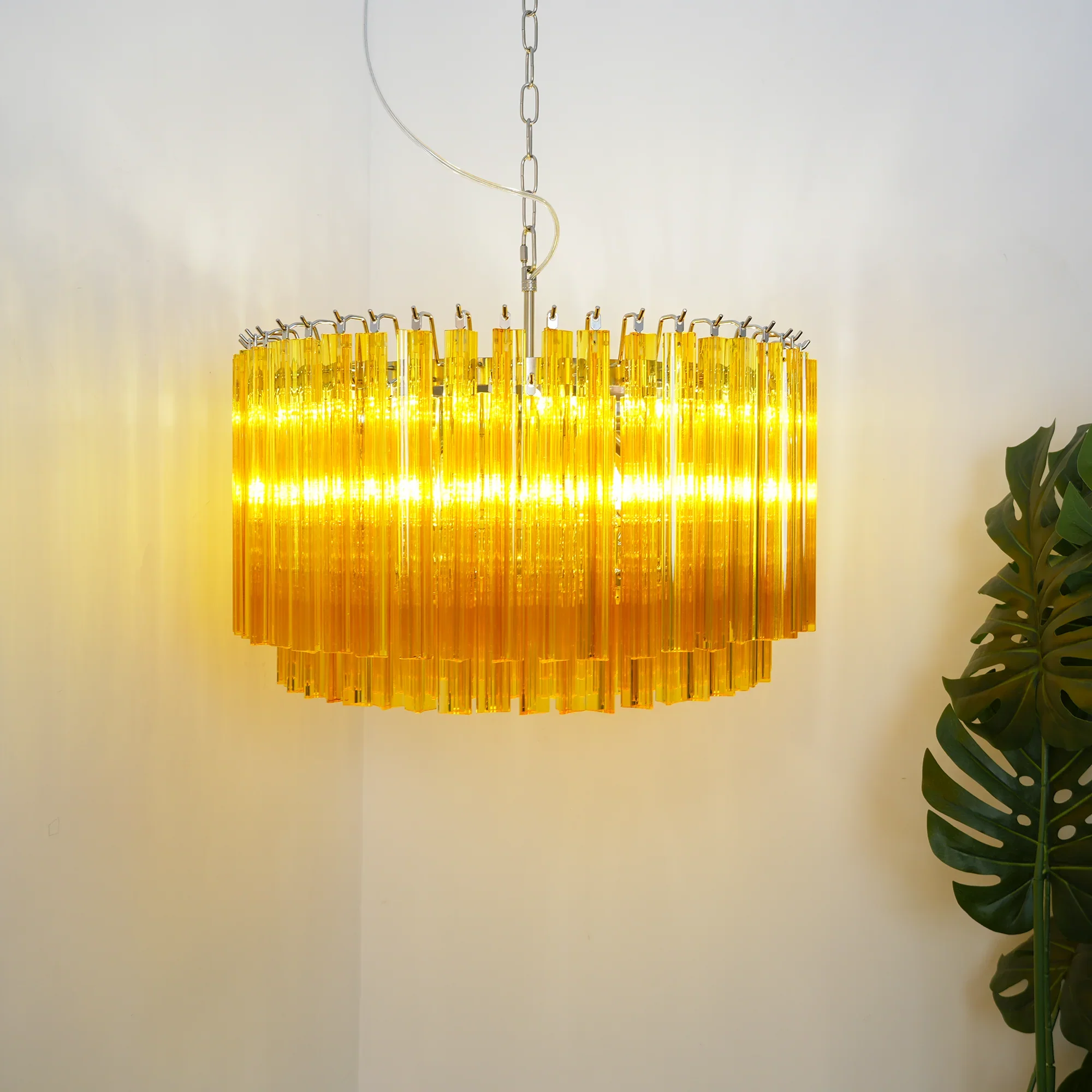 Murano Round Prisms Amber Chandelier - Image 6