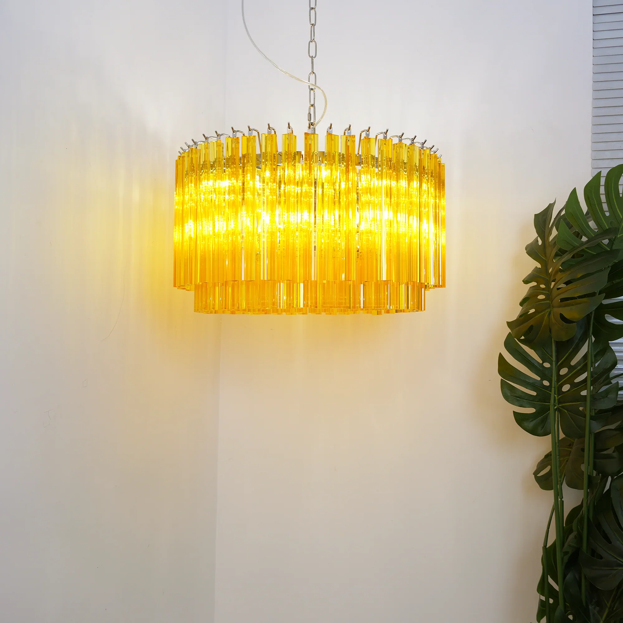 Murano Round Prisms Amber Chandelier - Image 7