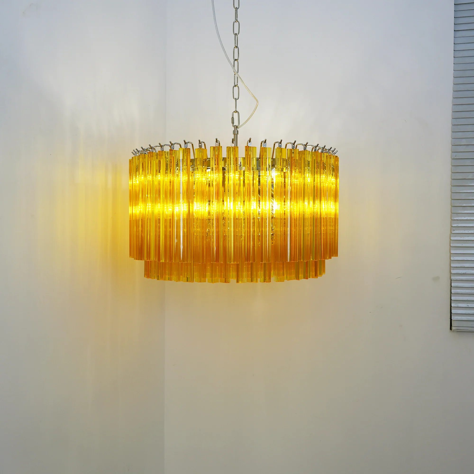 Murano Round Prisms Amber Chandelier - Image 9