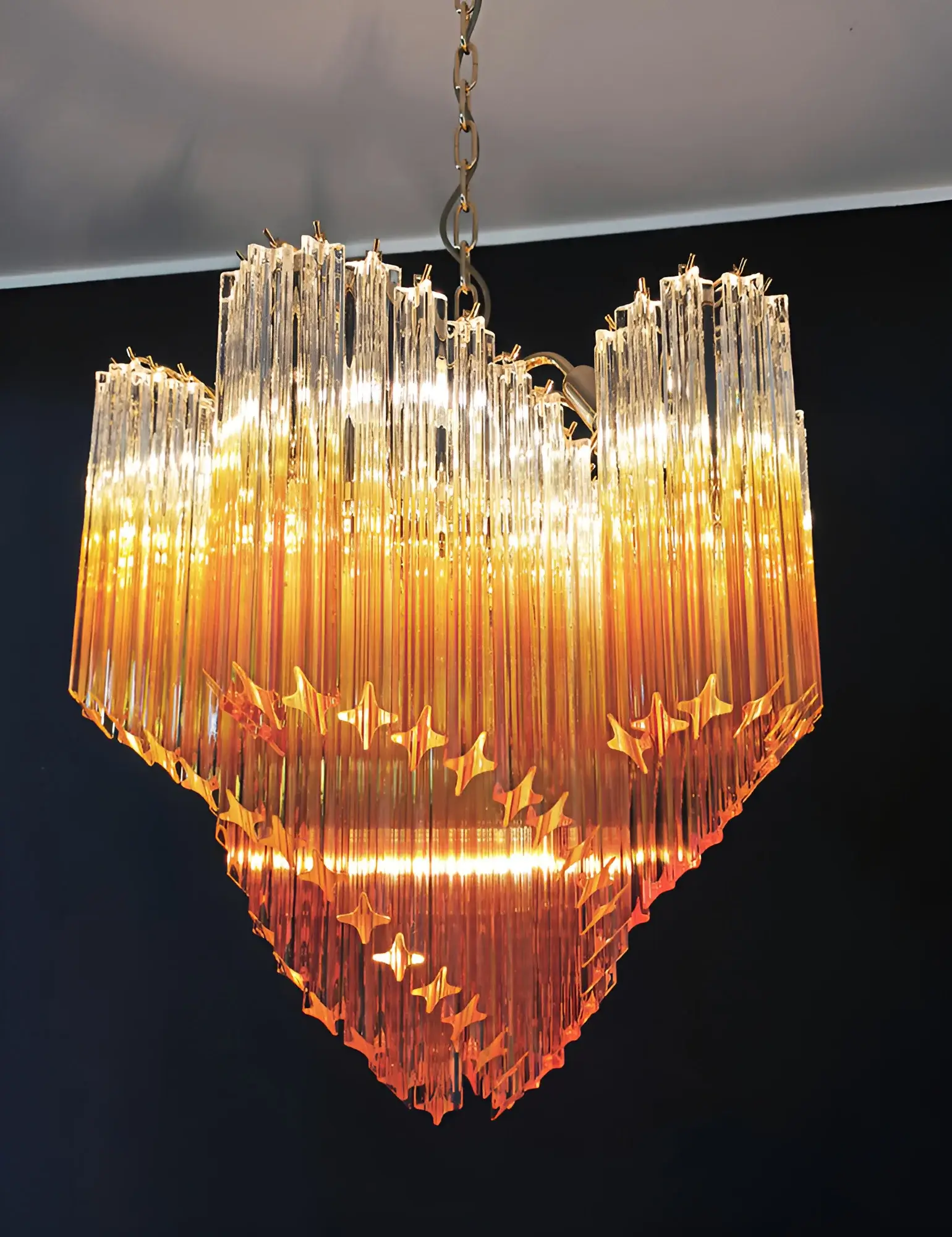 Murano Shaded Amber Prism Chandelier - Image 11