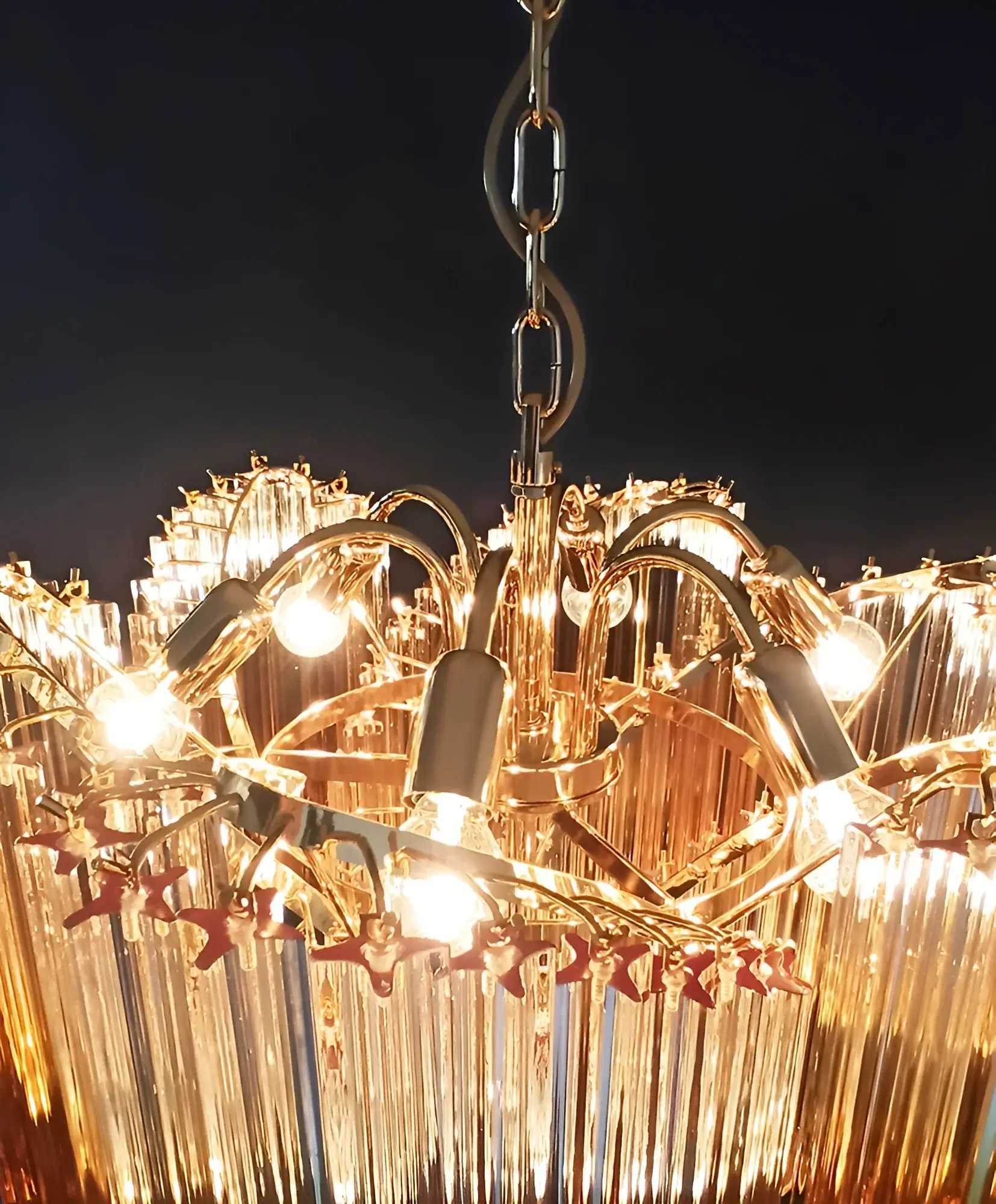 Murano Shaded Amber Prism Chandelier - Image 14