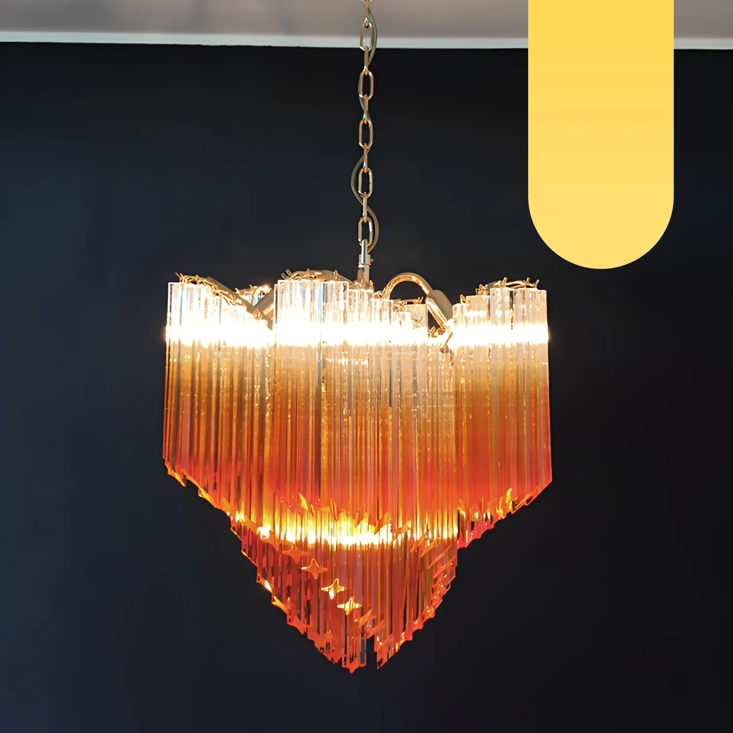 Murano Shaded Amber Prism Chandelier - Image 19
