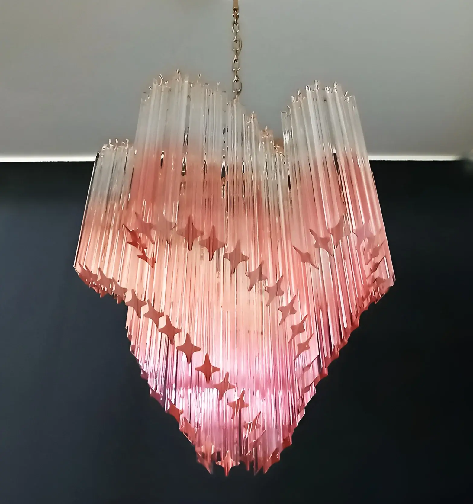 Murano Shaded Pink Prism Chandelier - Image 13