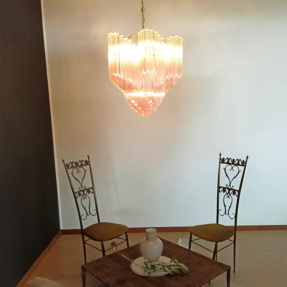 Murano Shaded Pink Prism Chandelier - Image 2