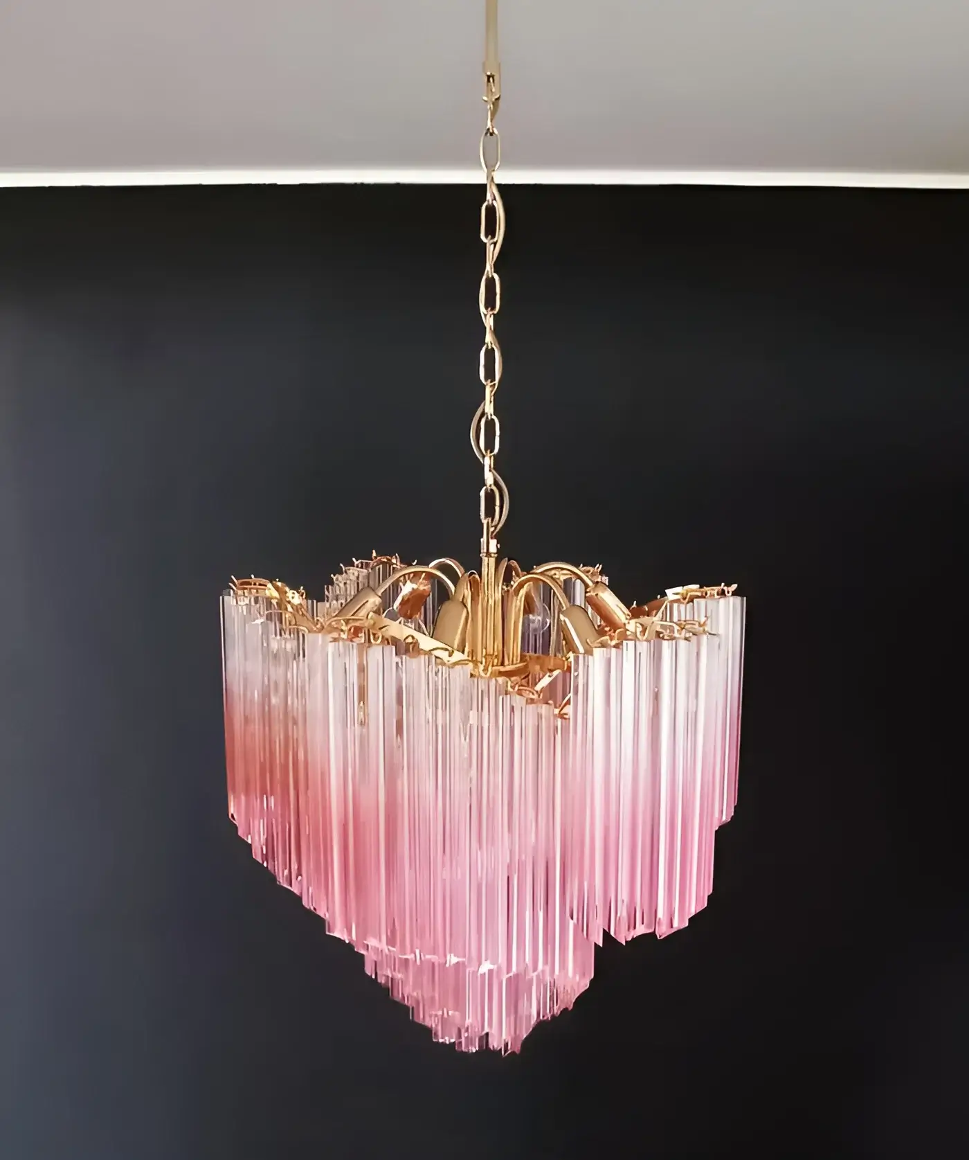 Murano Shaded Pink Prism Chandelier - Image 3
