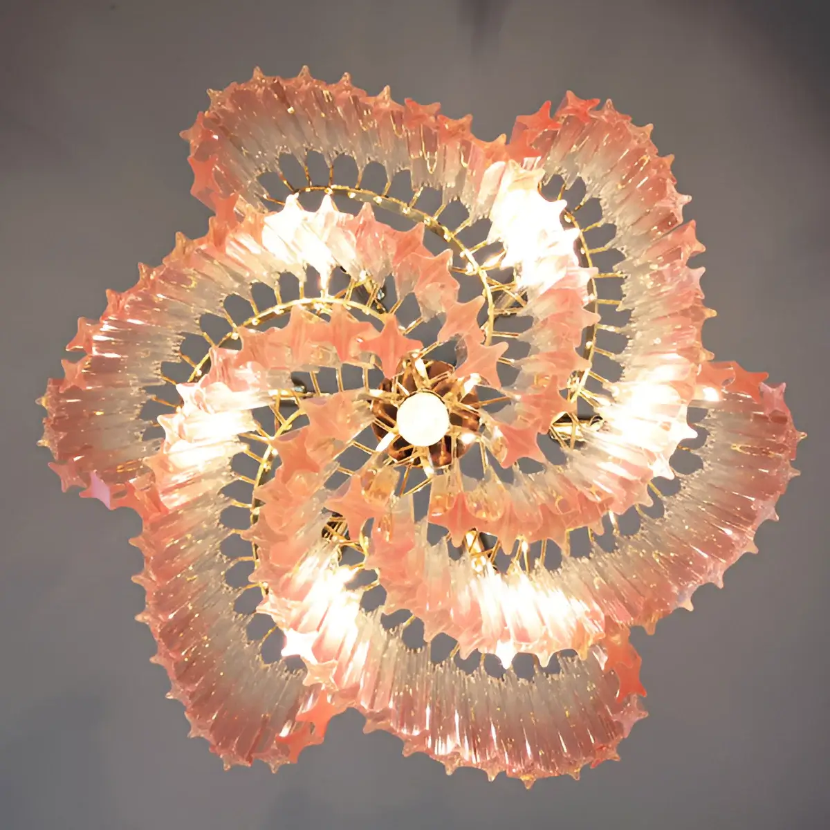 Murano Shaded Pink Prism Chandelier - Image 6