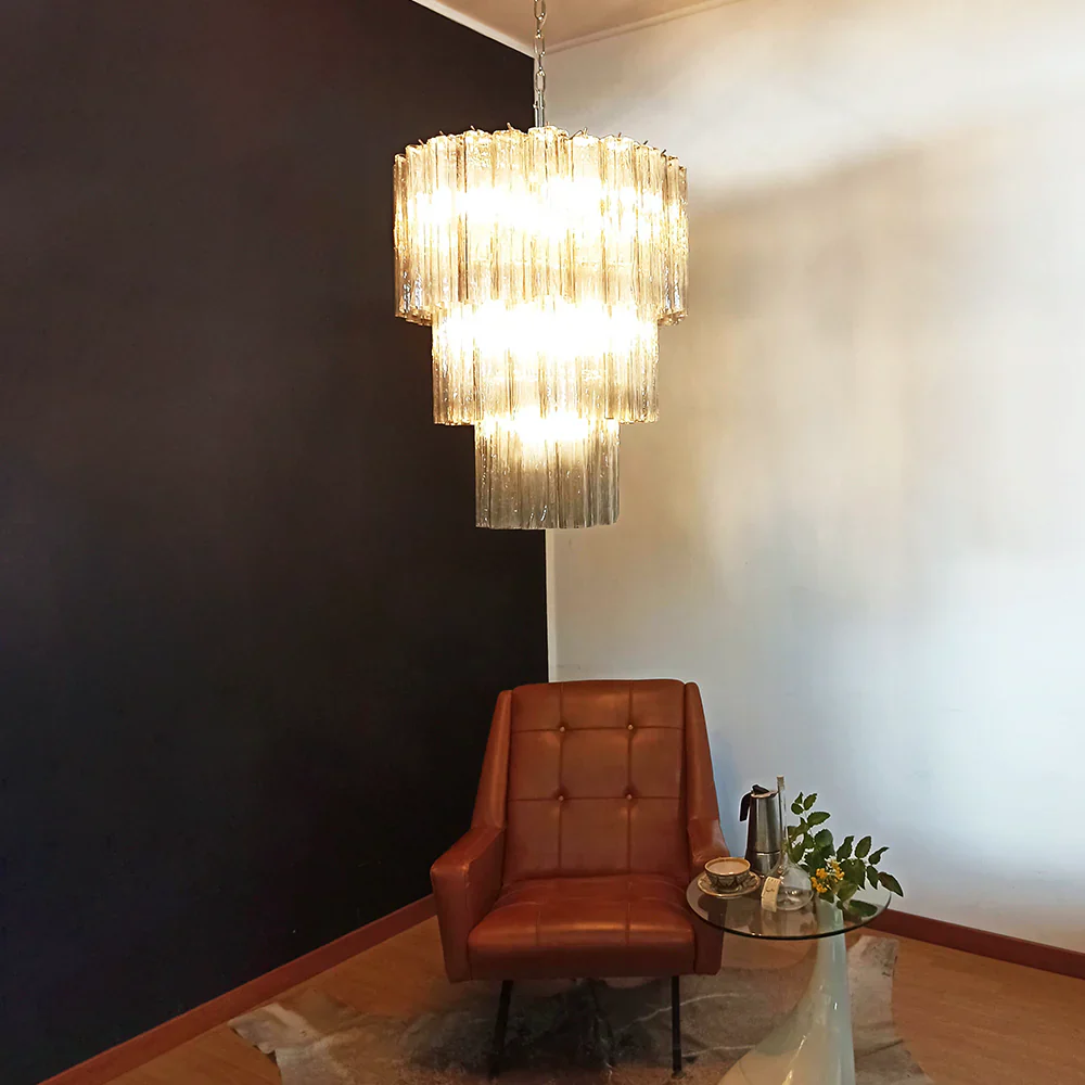 Murano Smoked Glass Tube Chandelier - Image 2