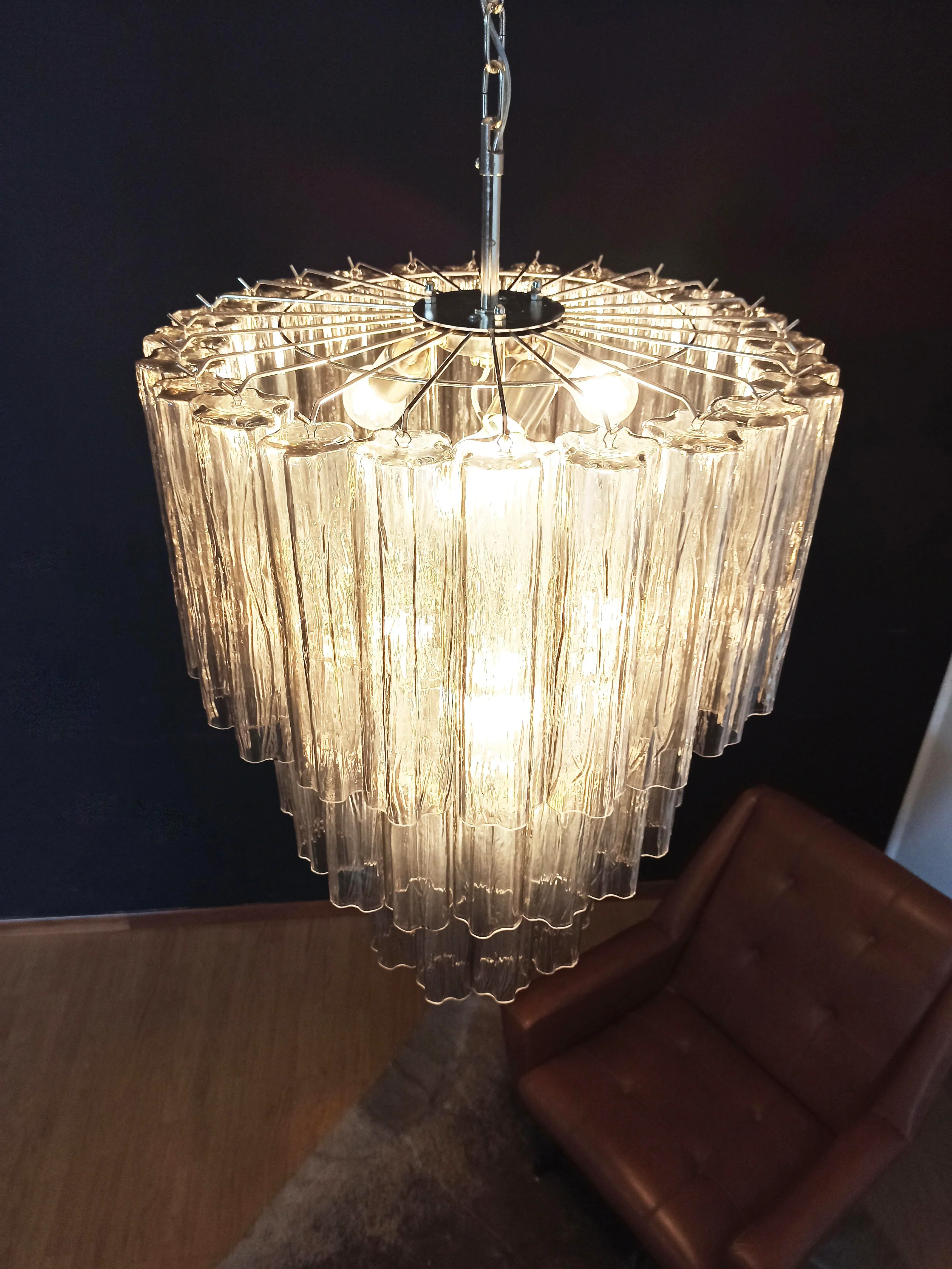 Murano Smoked Glass Tube Chandelier - Image 7