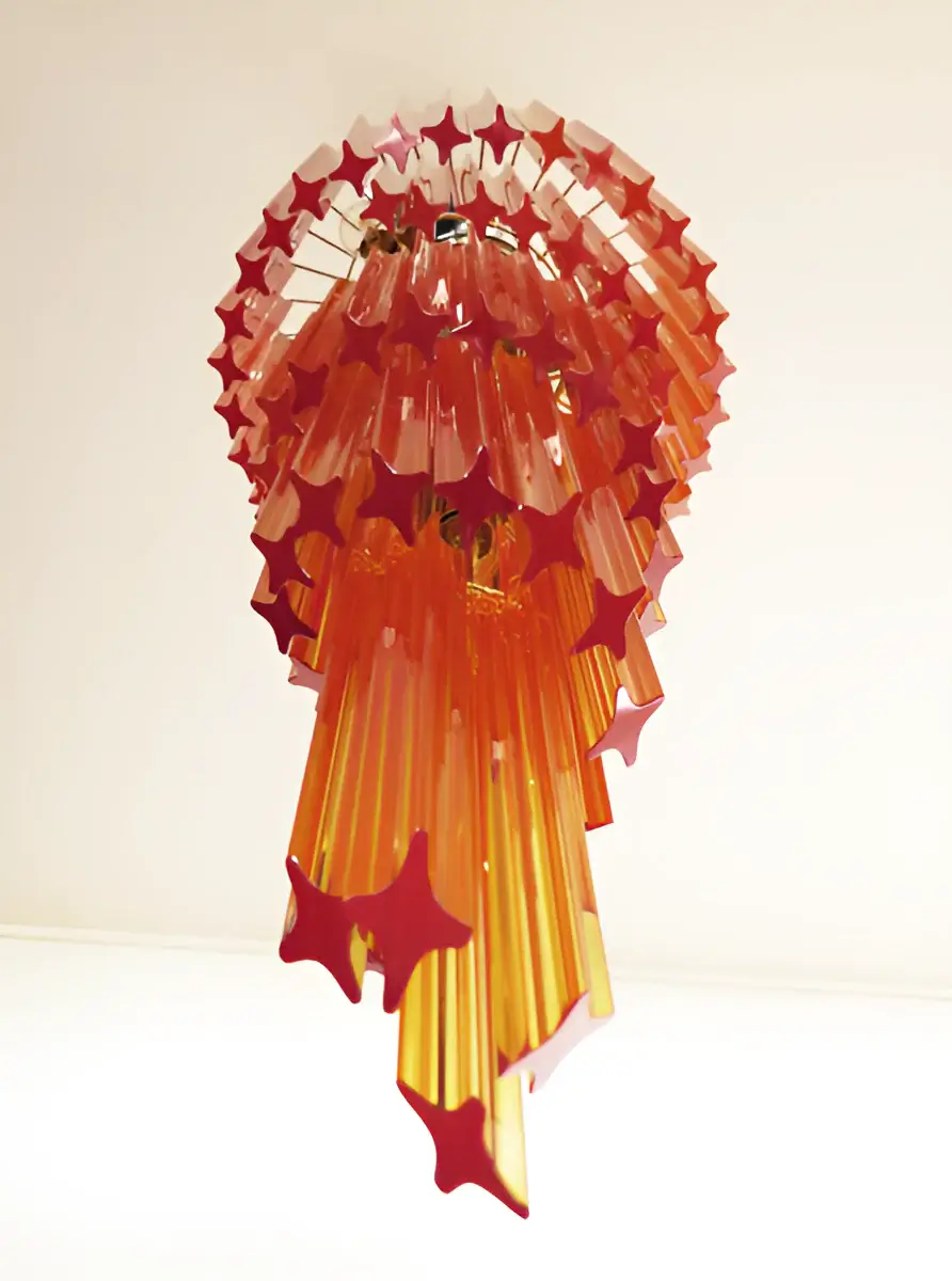 Murano Spiral Amber Prism Glass Chandelier - Image 11