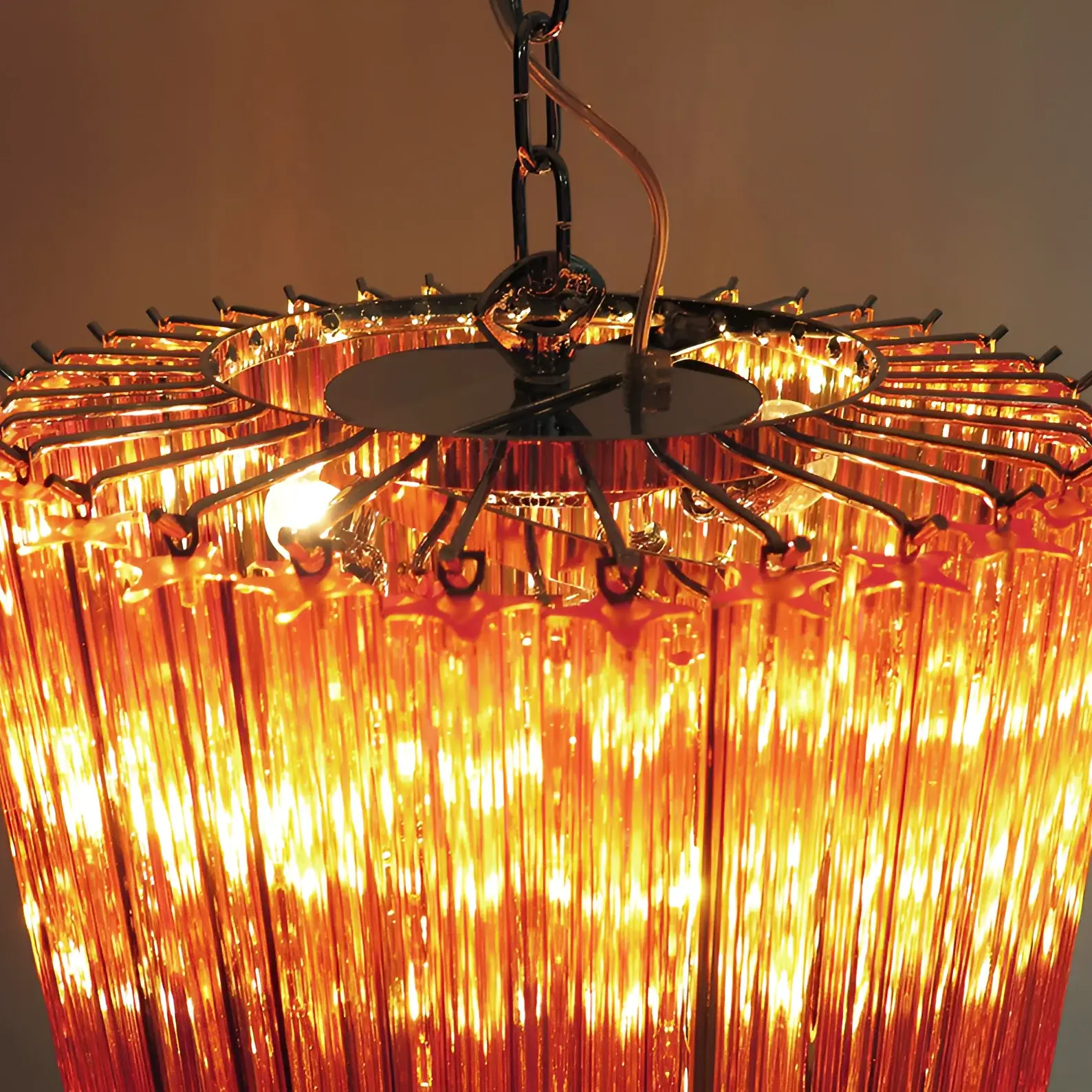 Murano Spiral Amber Prism Glass Chandelier - Image 12