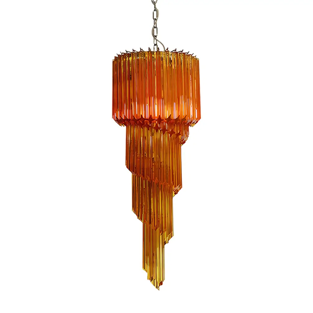 Murano Spiral Amber Prism Glass Chandelier - Image 17