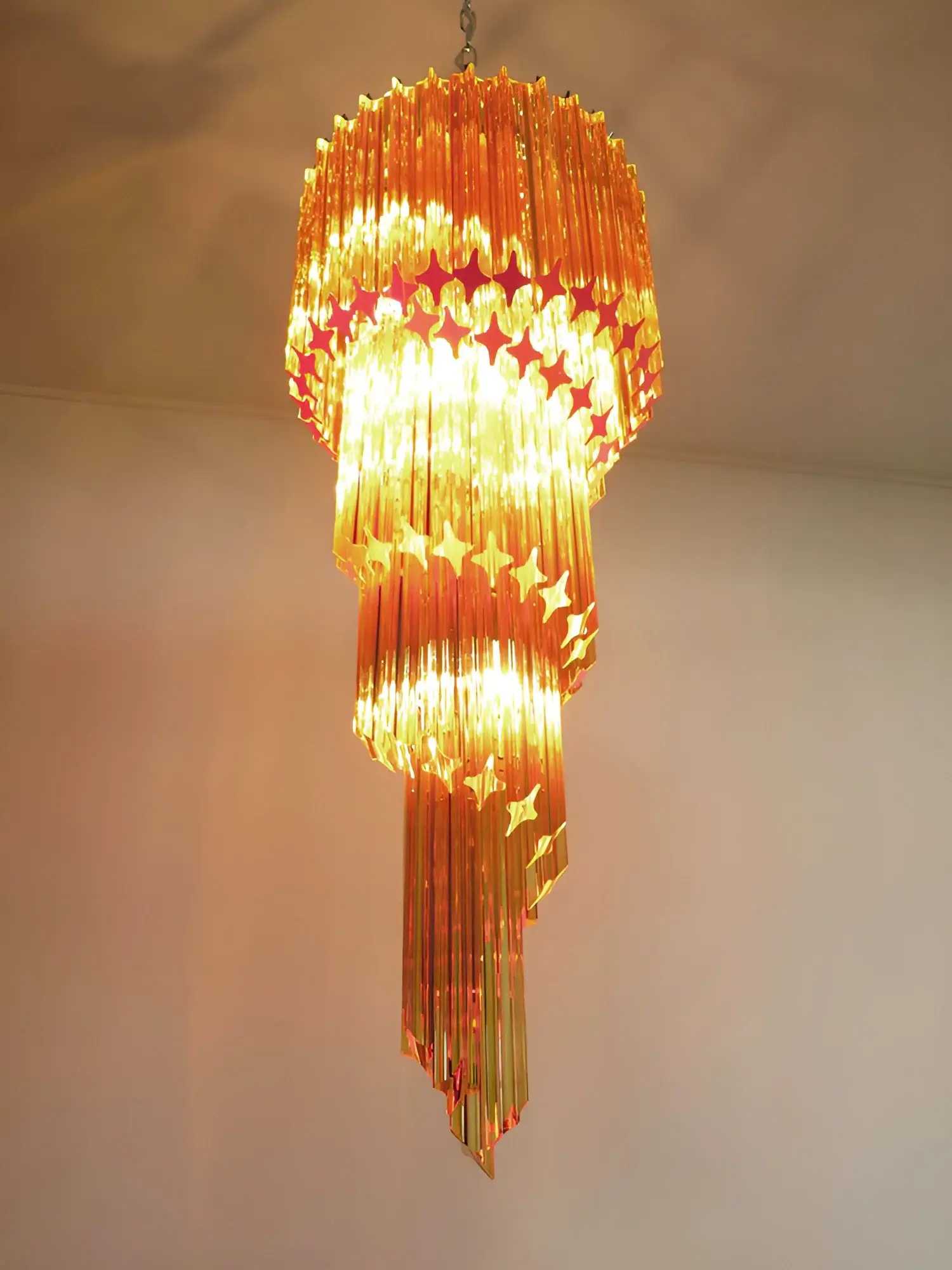 Murano Spiral Amber Prism Glass Chandelier - Image 6