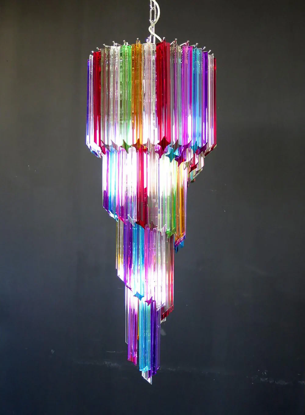 Murano Spiral Multicolor Prism Glass Chandelier - Image 10