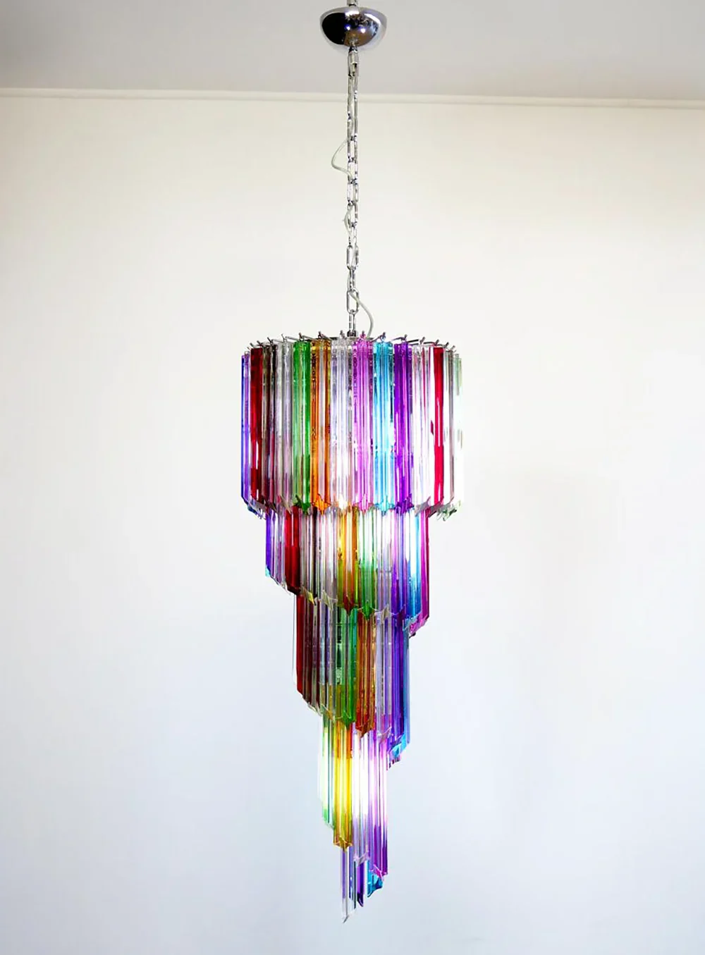Murano Spiral Multicolor Prism Glass Chandelier - Image 11