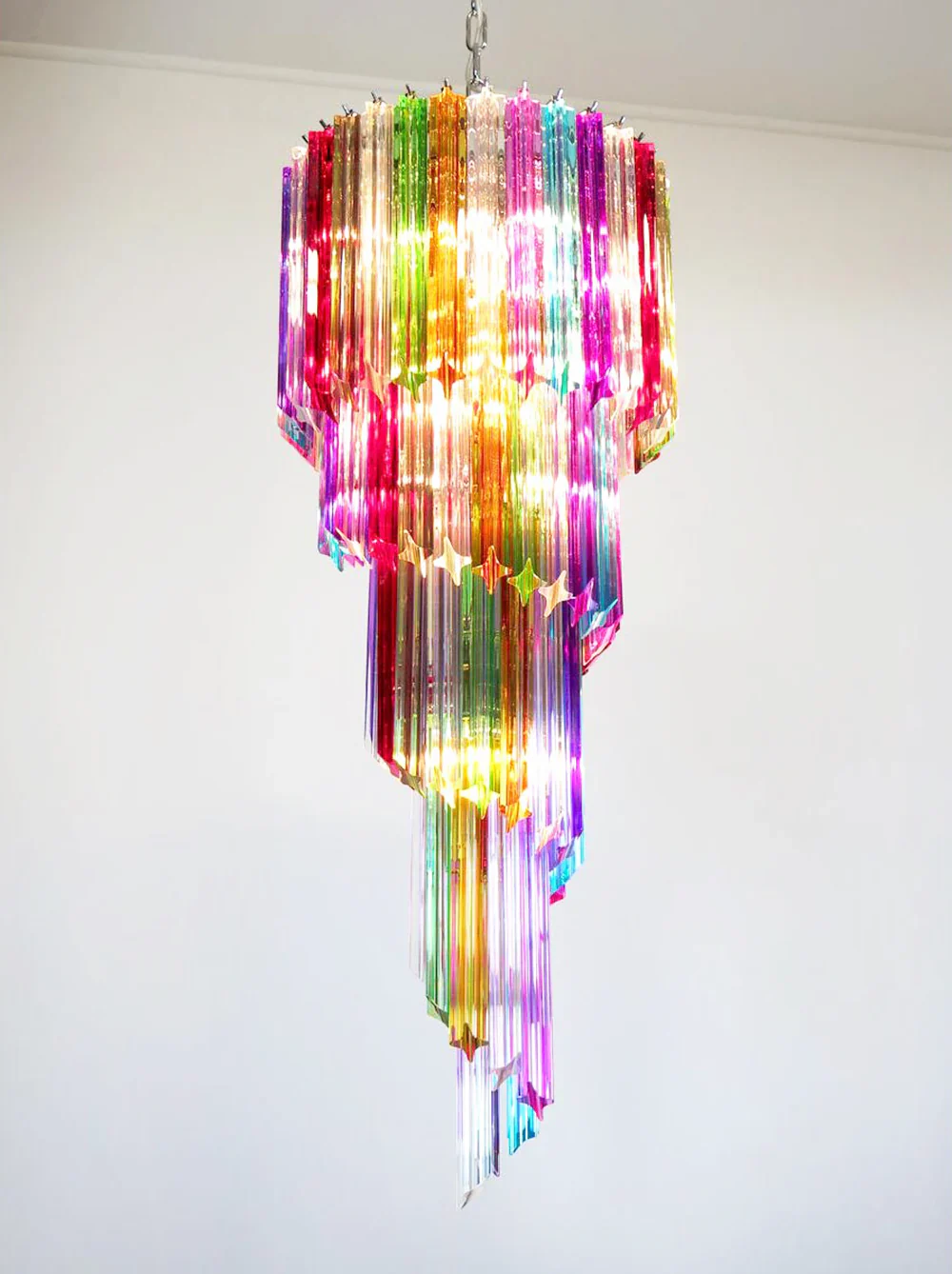 Murano Spiral Multicolor Prism Glass Chandelier - Image 3